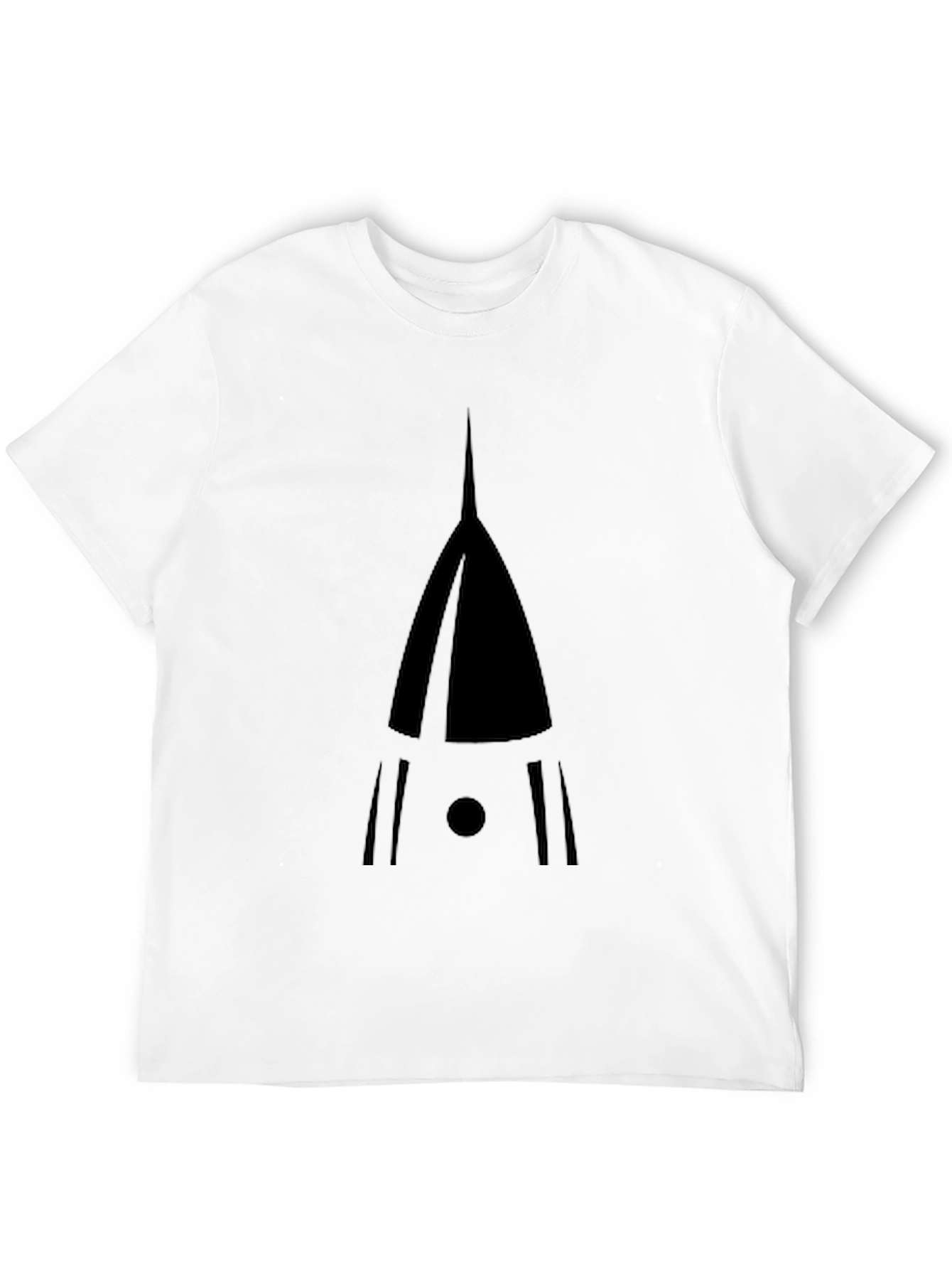 Unique Geometric Rocket Graphic Black T-Shirt
