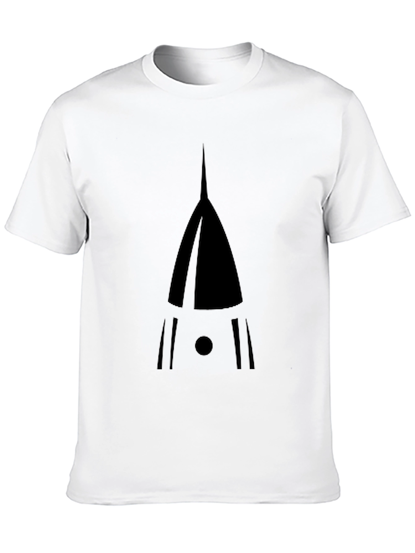 Unique Geometric Rocket Graphic Black T-Shirt