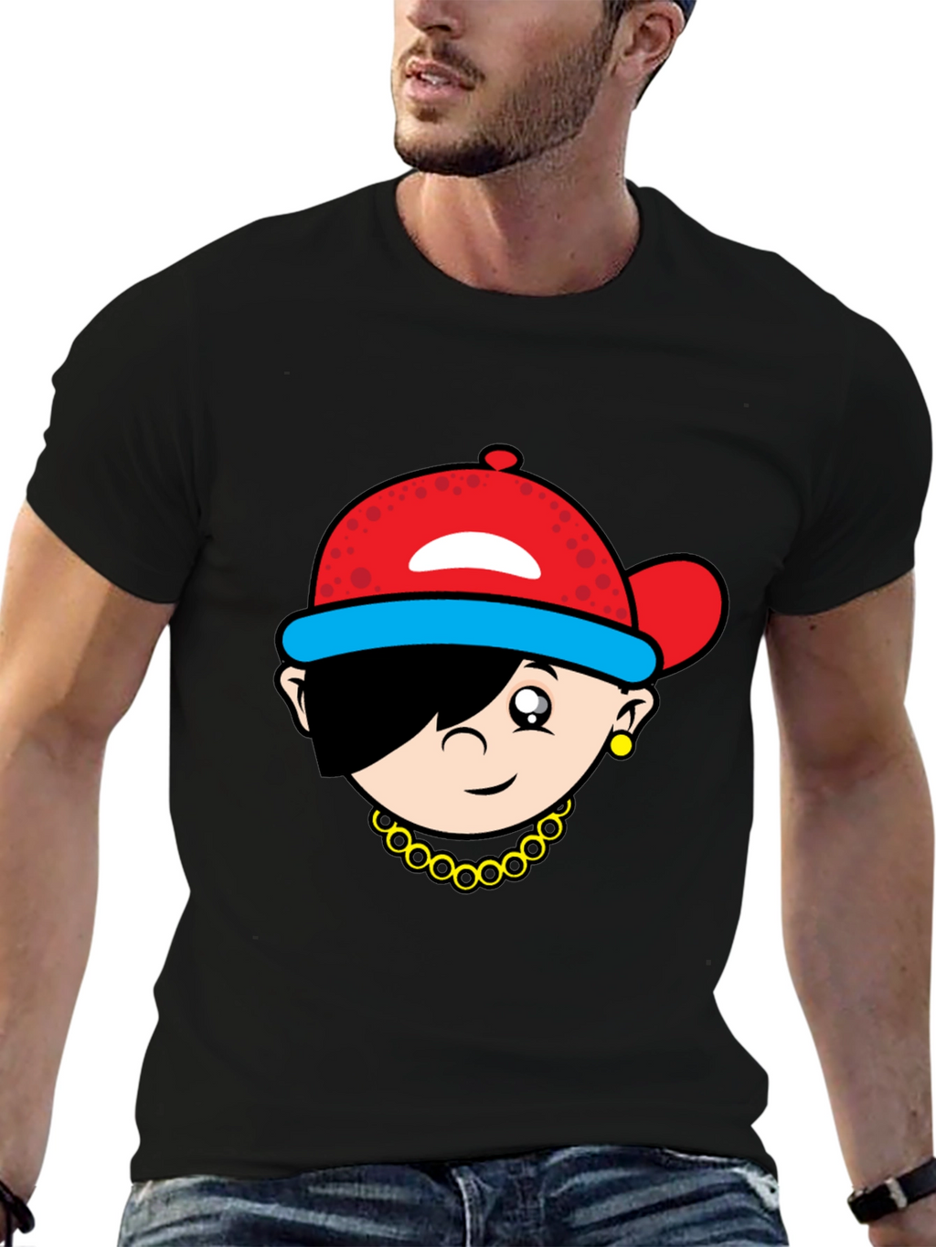 Cartoon Character Black T-Shirt