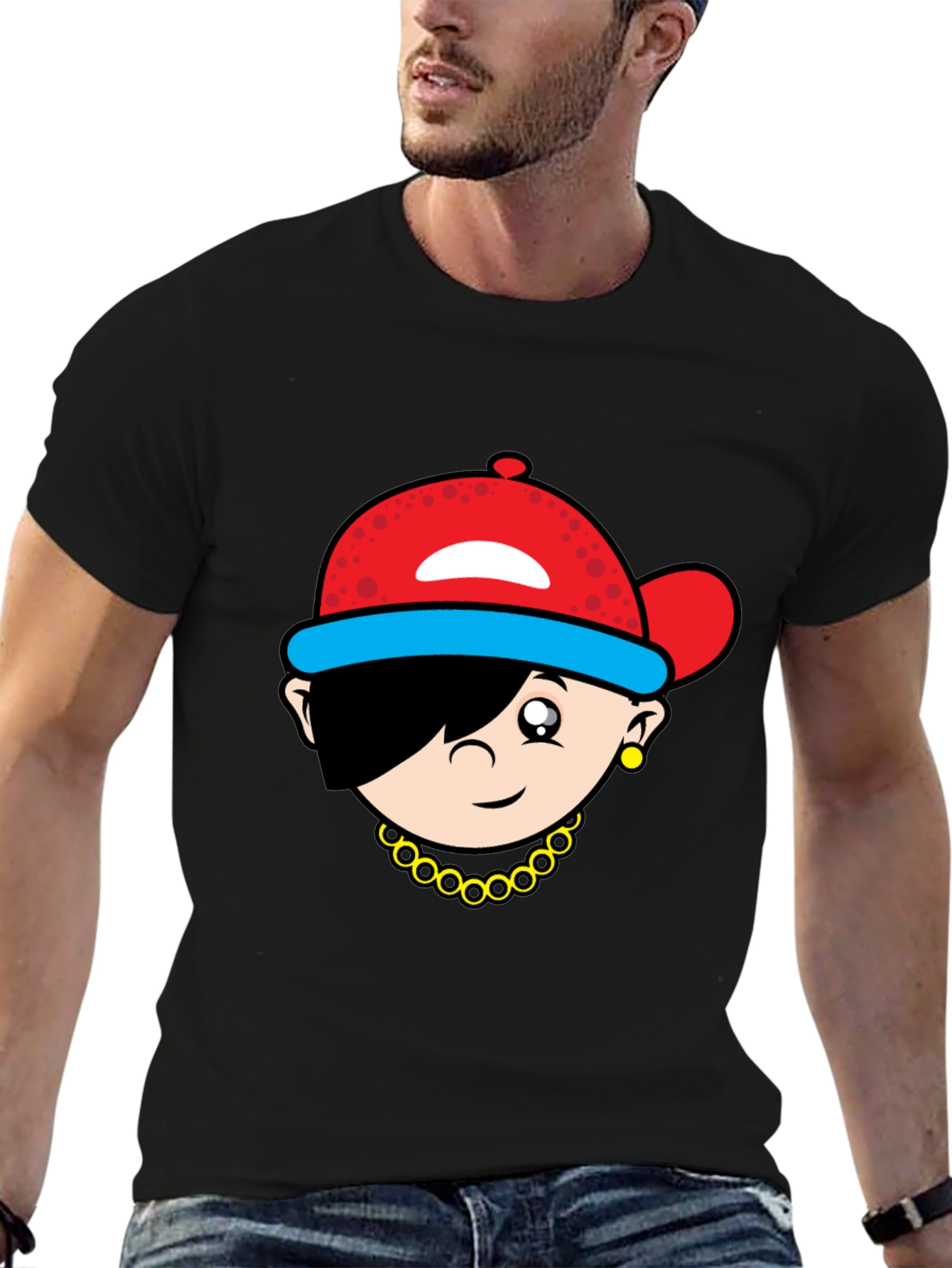 Cartoon Character Black T-Shirt