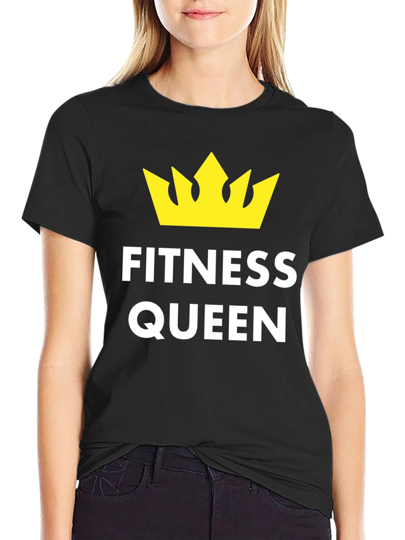 Fitness Queen Black T-Shirt - Workout Motivation