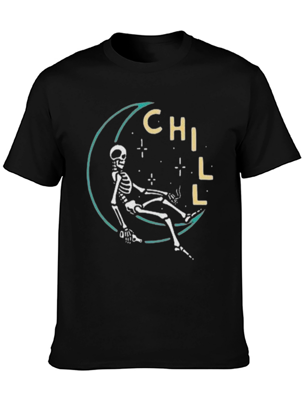 Chill Skeleton Moon T-Shirt - Relaxed Fit