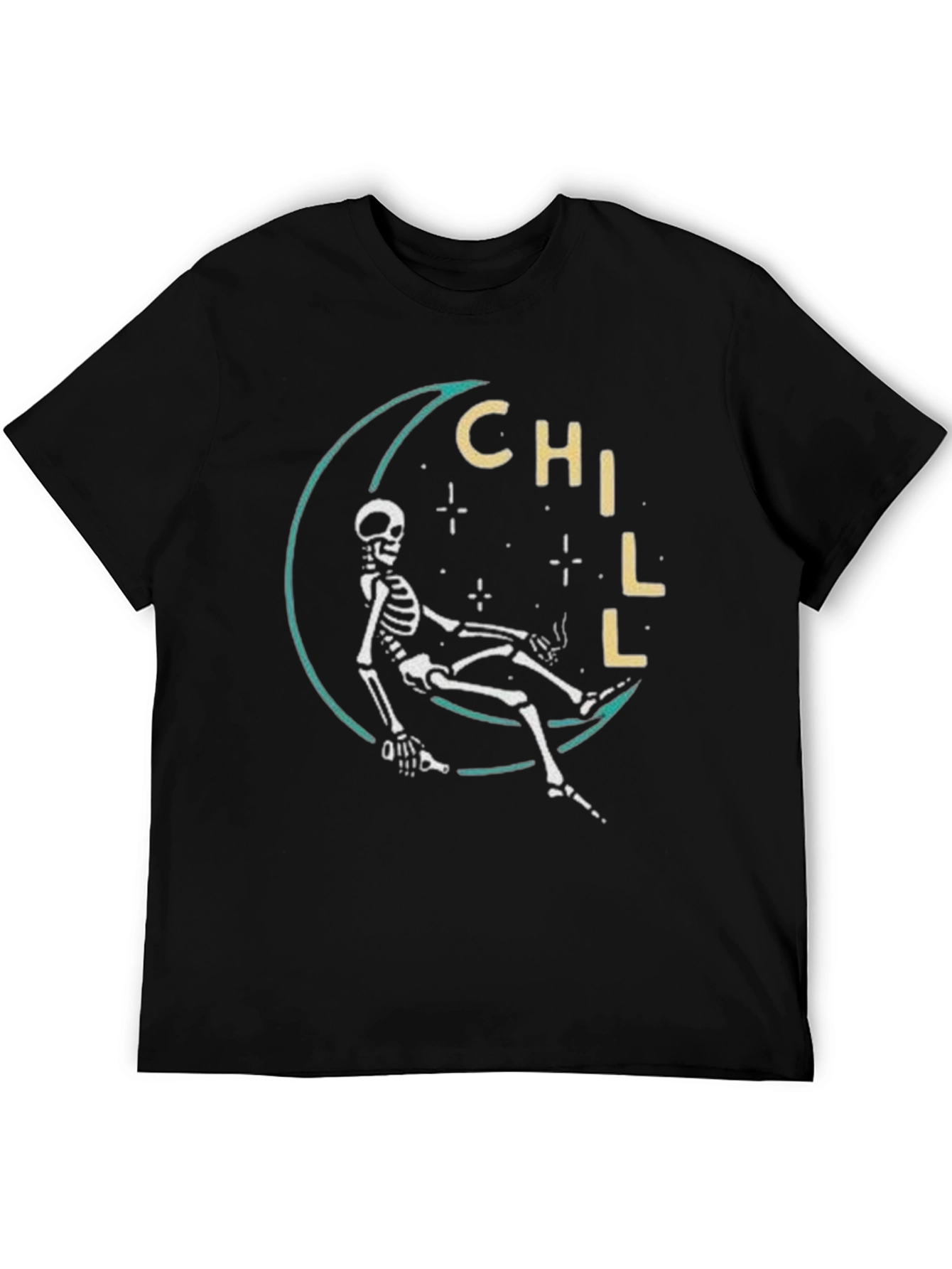 Chill Skeleton Moon T-Shirt - Relaxed Fit