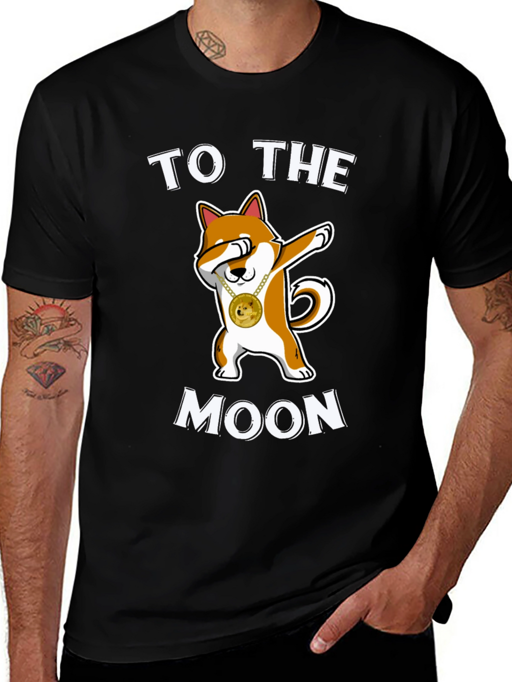 Doge To The Moon Black T-Shirt