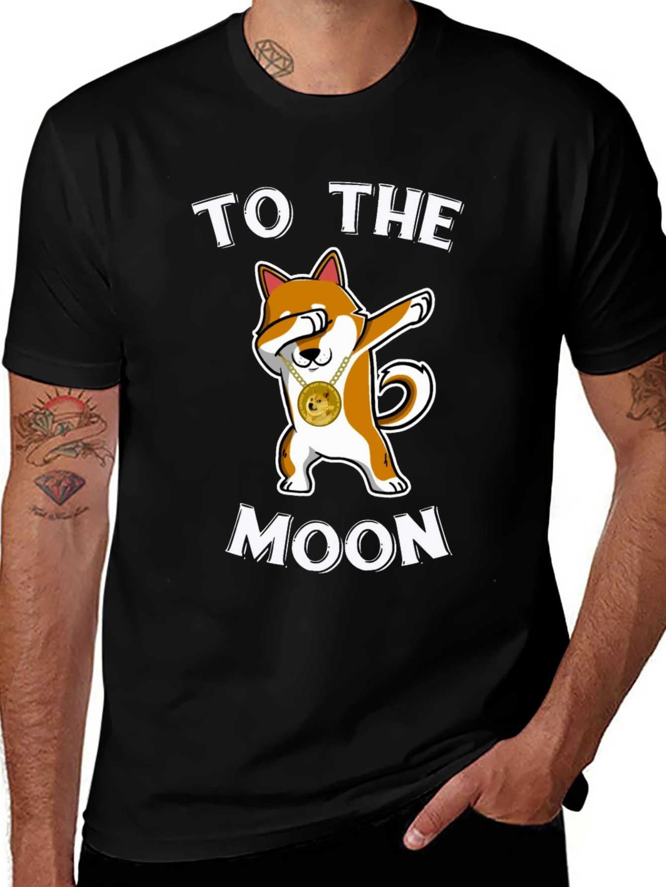 Doge To The Moon Black T-Shirt