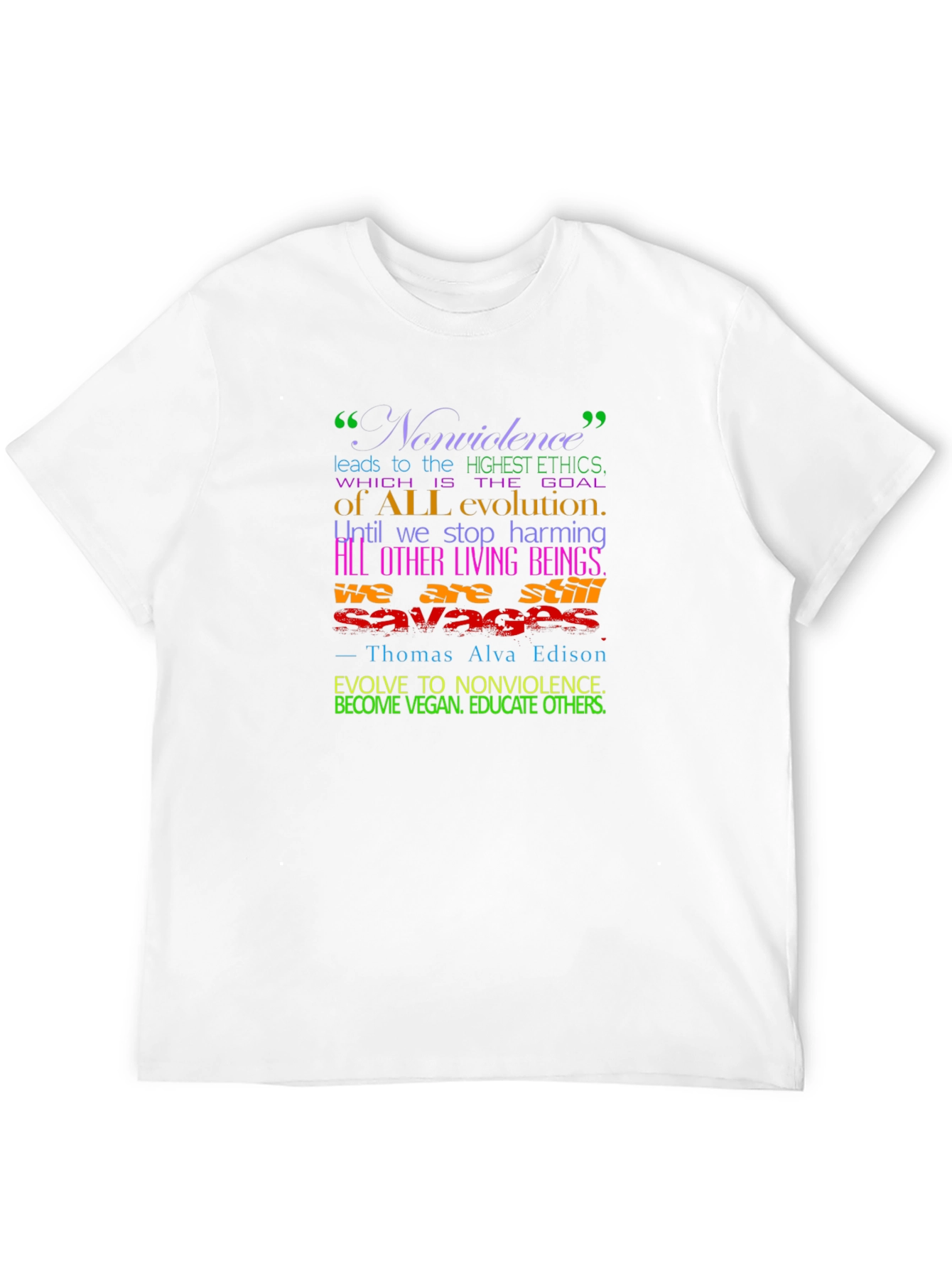 Vegan Evolution T-Shirt - Nonviolence Quote