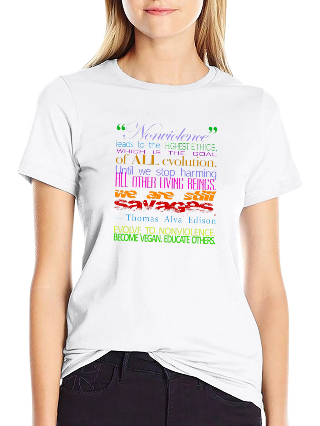 Vegan Evolution T-Shirt - Nonviolence Quote