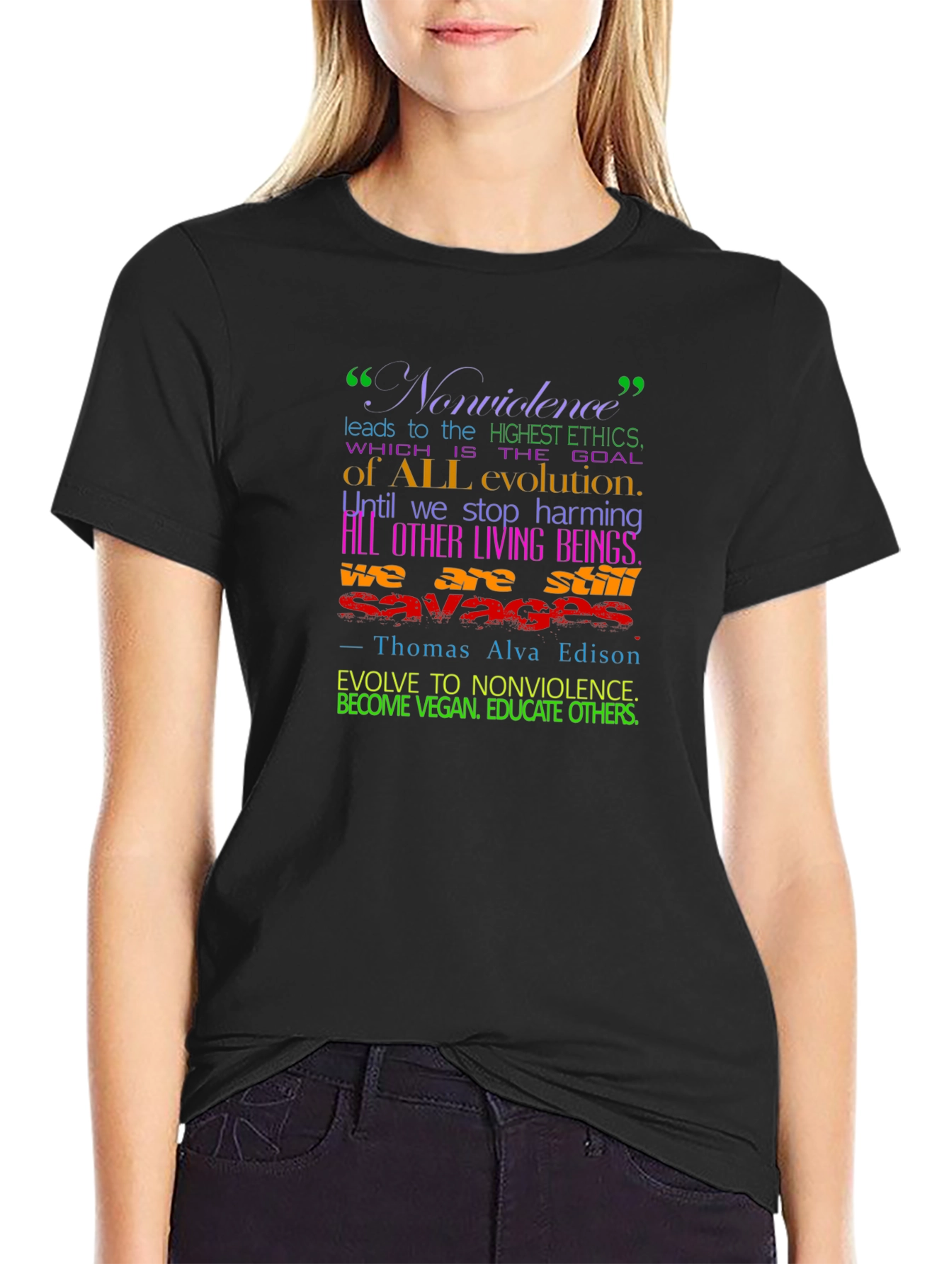 Vegan Evolution T-Shirt - Nonviolence Quote