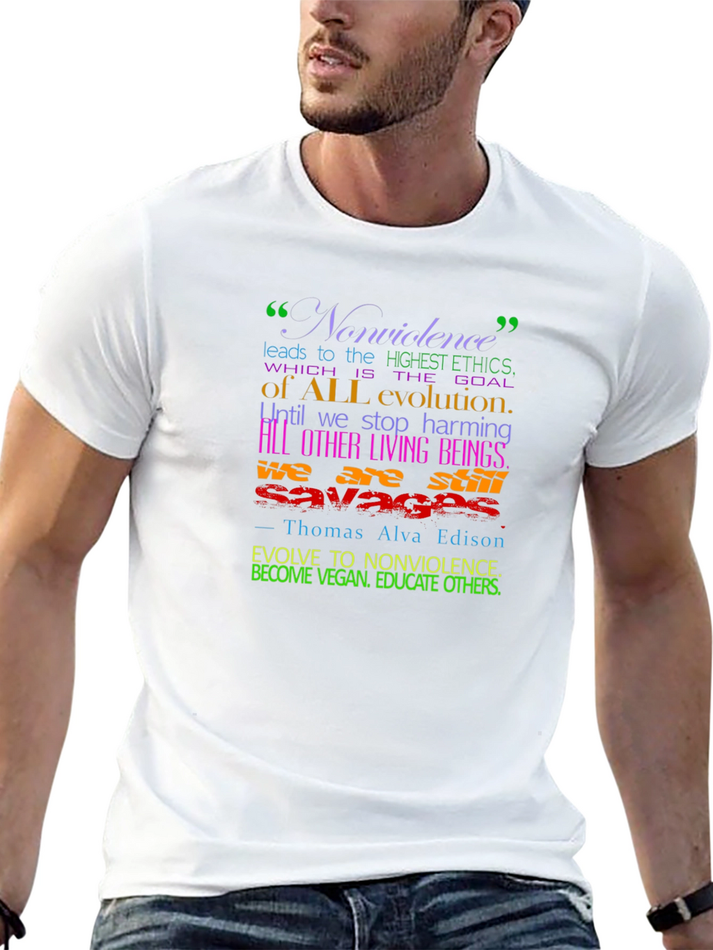 Vegan Evolution T-Shirt - Nonviolence Quote
