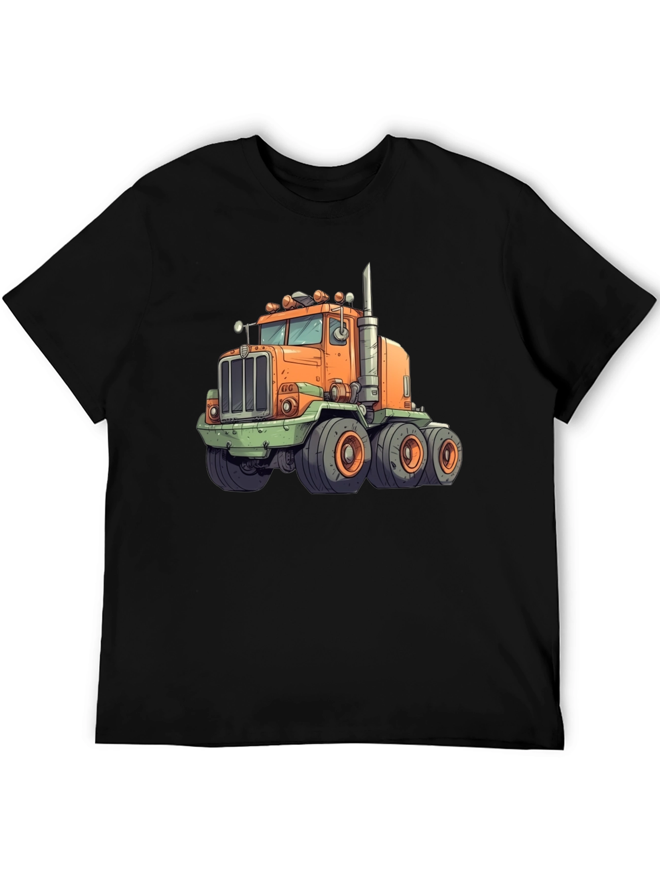 Truck Graphic Tee - Bold Cartoon Design Black Shirt