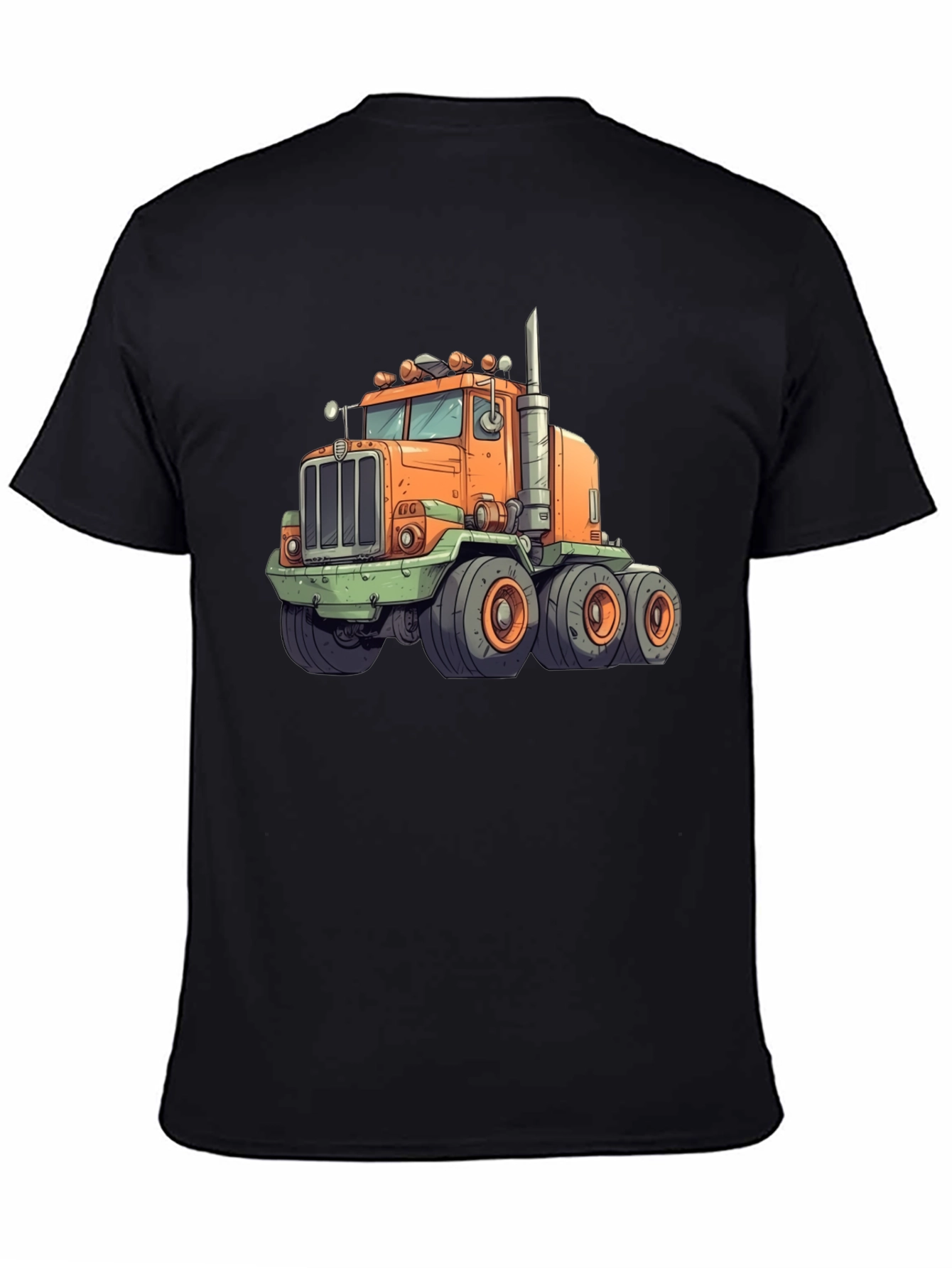 Truck Graphic Tee - Bold Cartoon Design Black Shirt