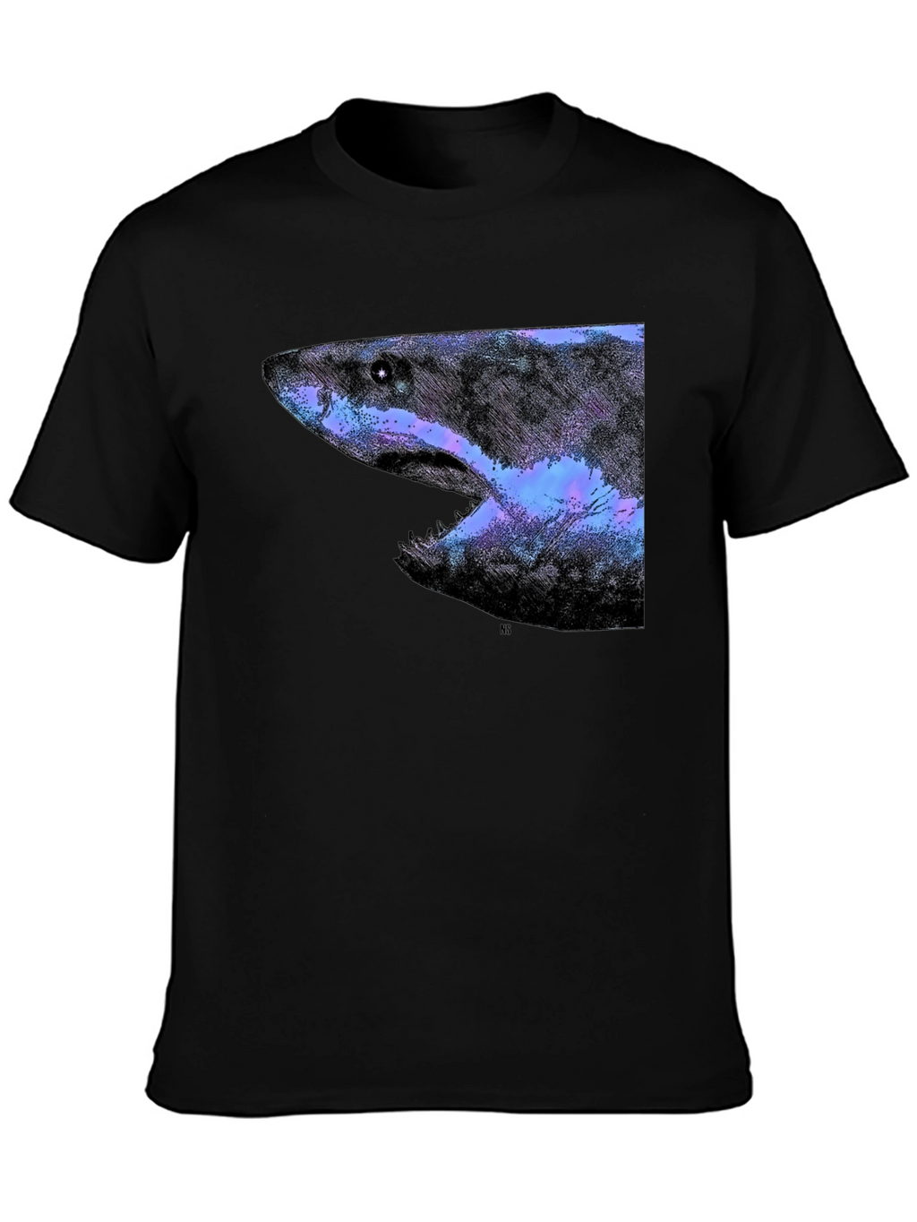 Galaxy Shark Graphic Print Black T-Shirt