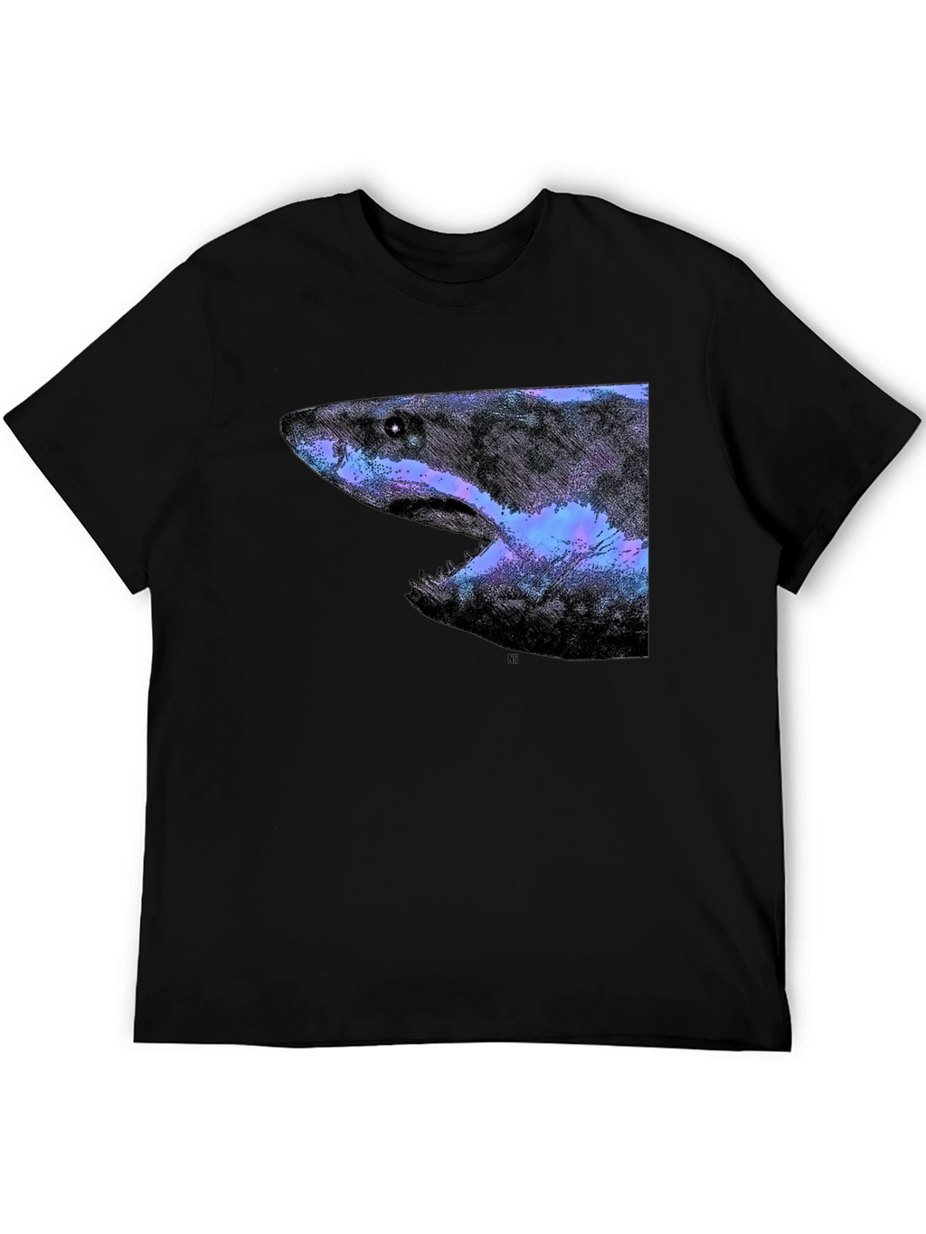 Galaxy Shark Graphic Print Black T-Shirt