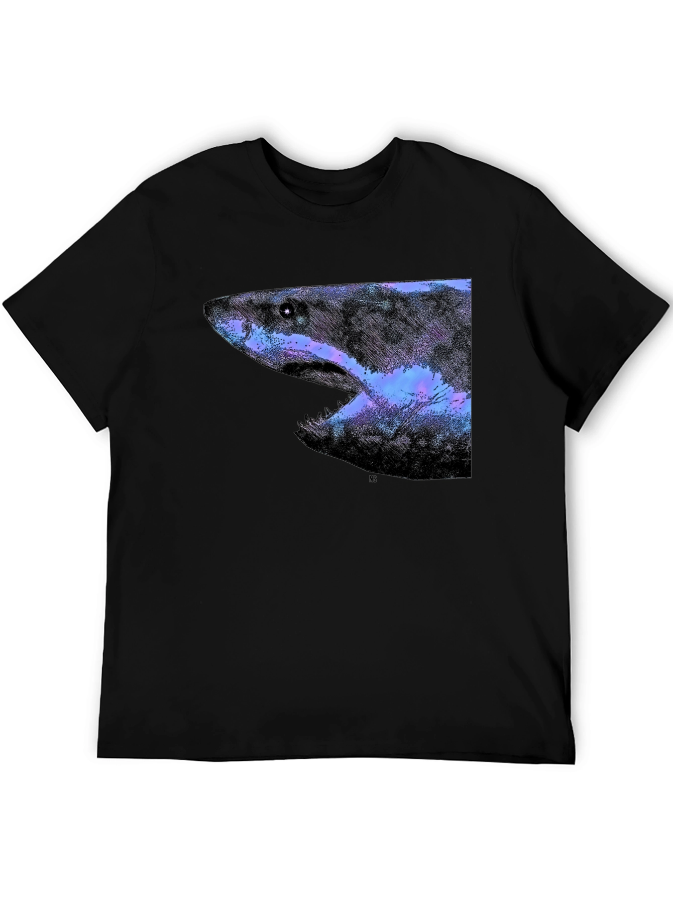 Galaxy Shark Graphic Print Black T-Shirt