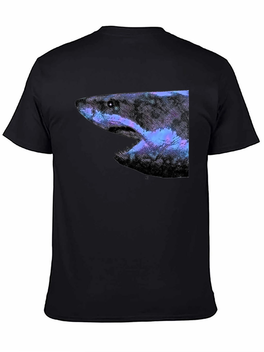 Galaxy Shark Graphic Print Black T-Shirt