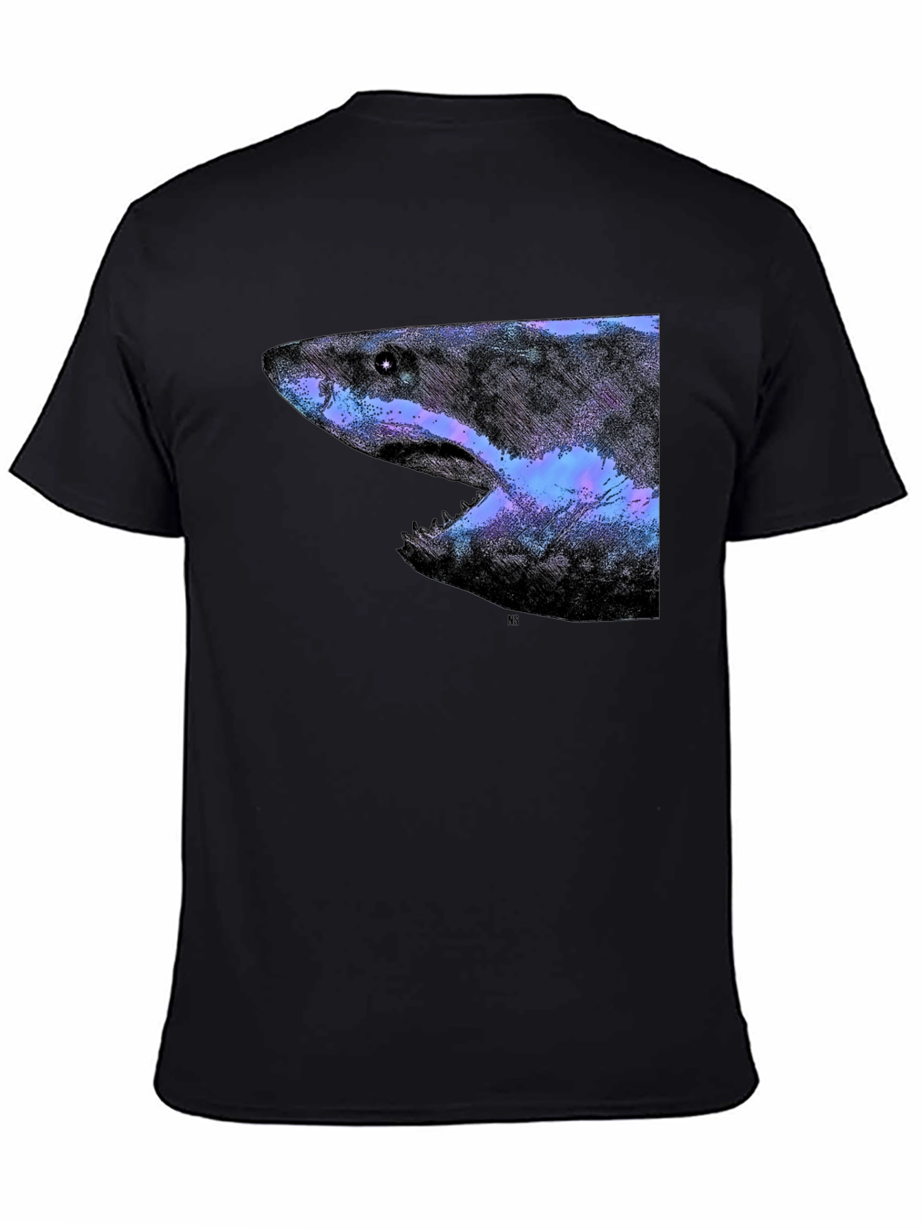 Galaxy Shark Graphic Print Black T-Shirt