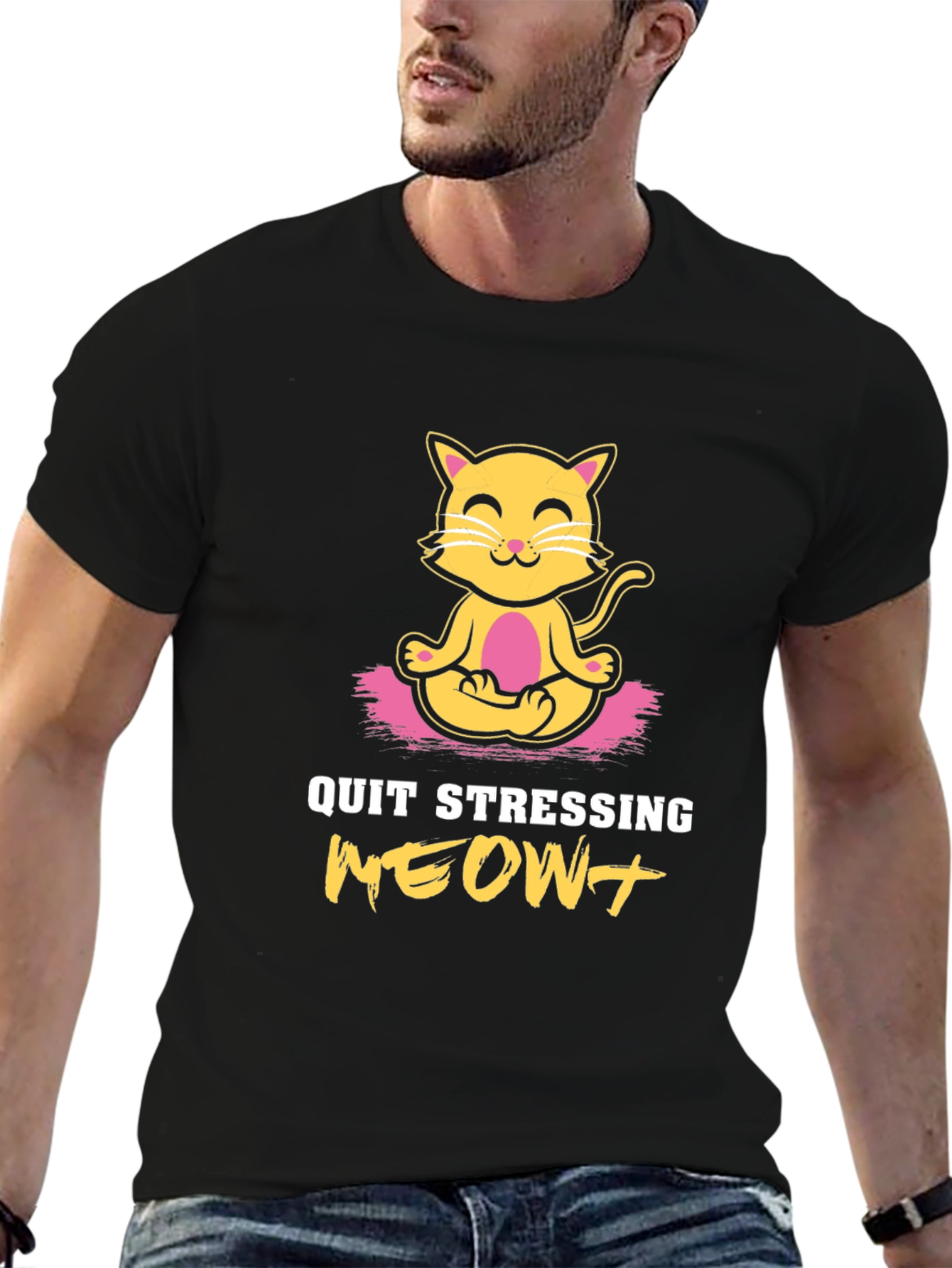Zen Cat T-Shirt - Quit Stressing MEOW!