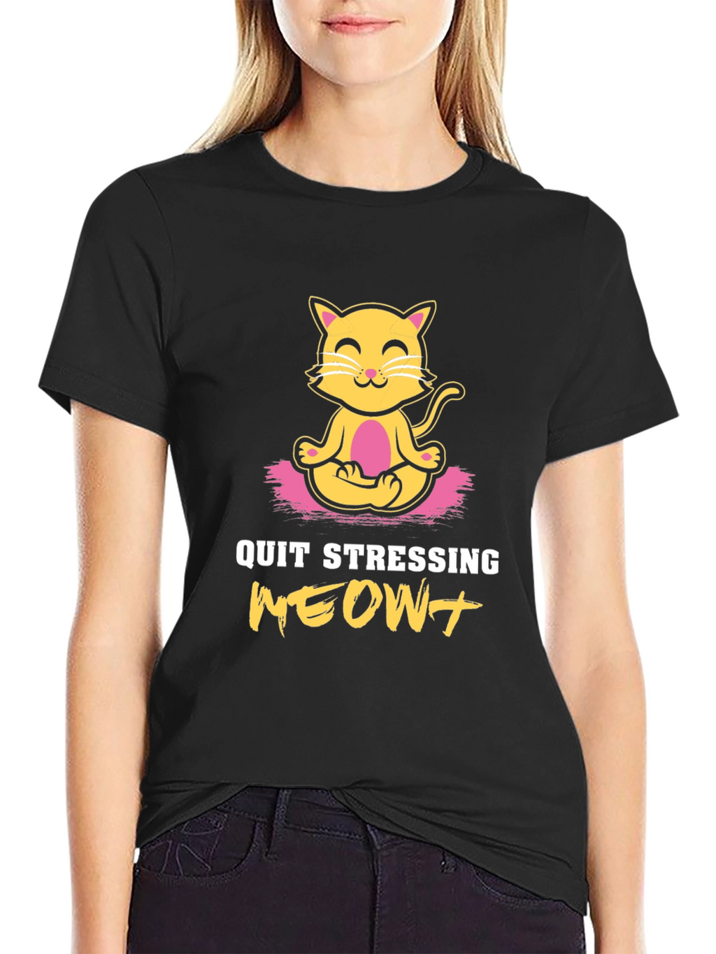 Zen Cat T-Shirt - Quit Stressing MEOW!