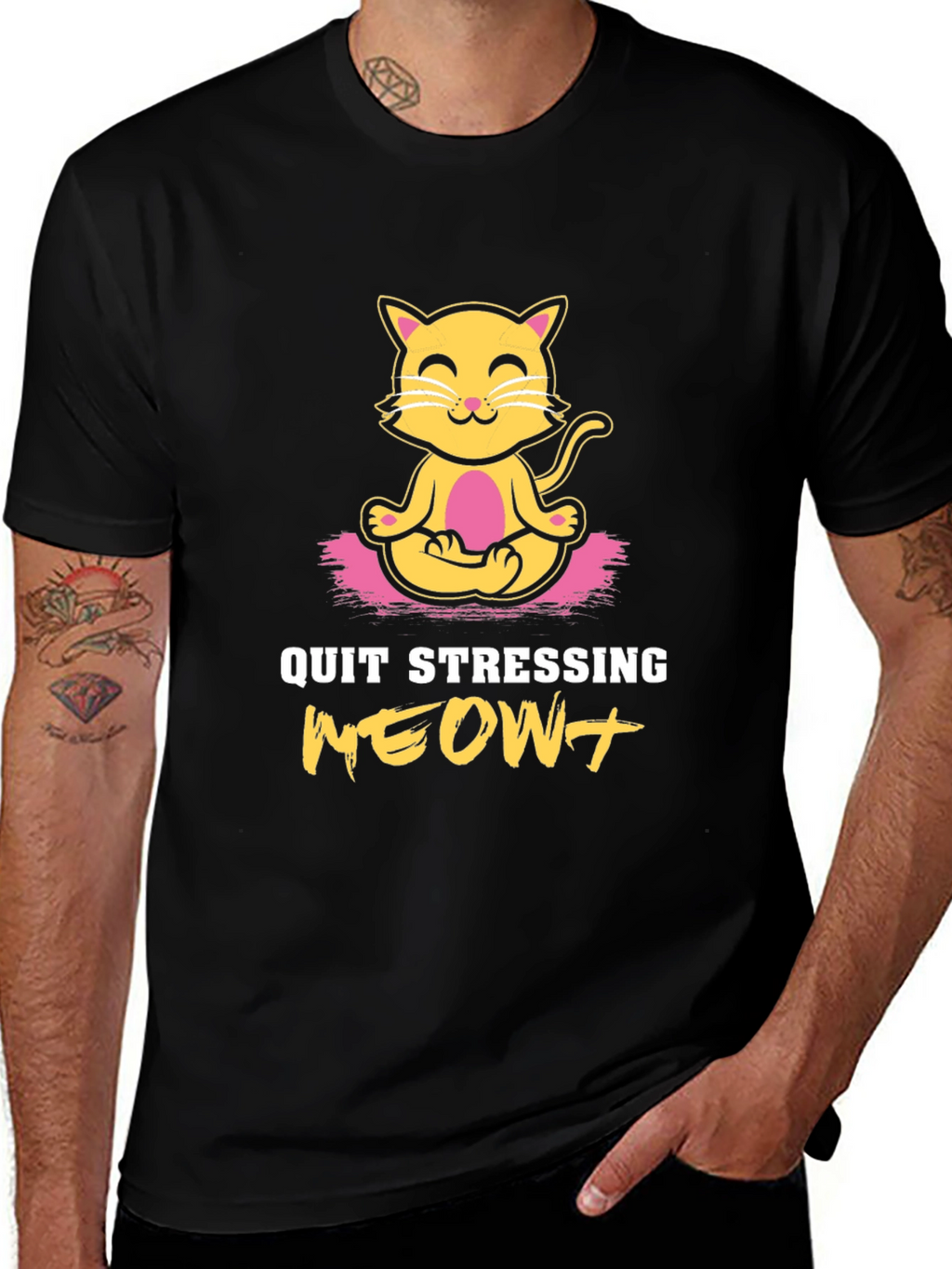 Zen Cat T-Shirt - Quit Stressing MEOW!