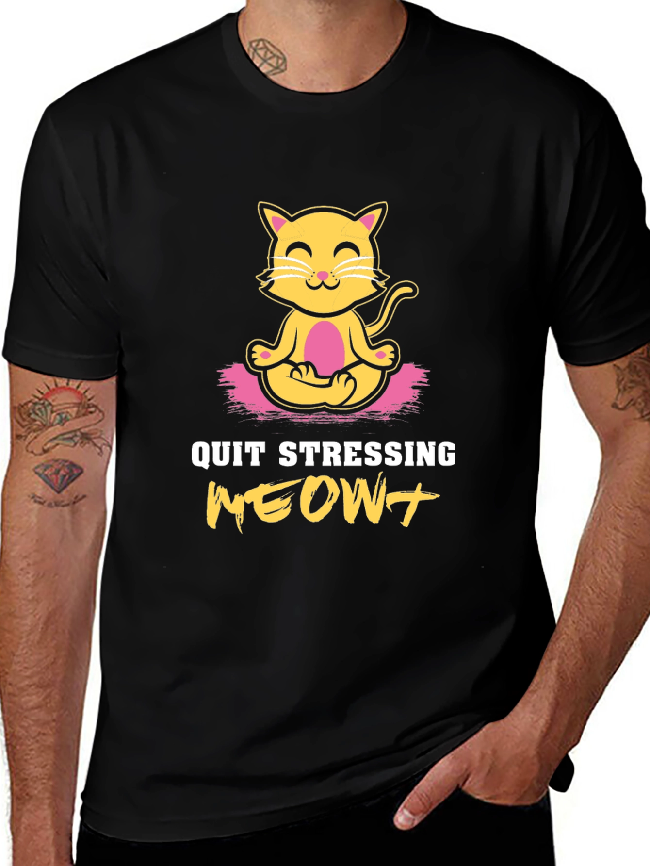 Zen Cat T-Shirt - Quit Stressing MEOW!