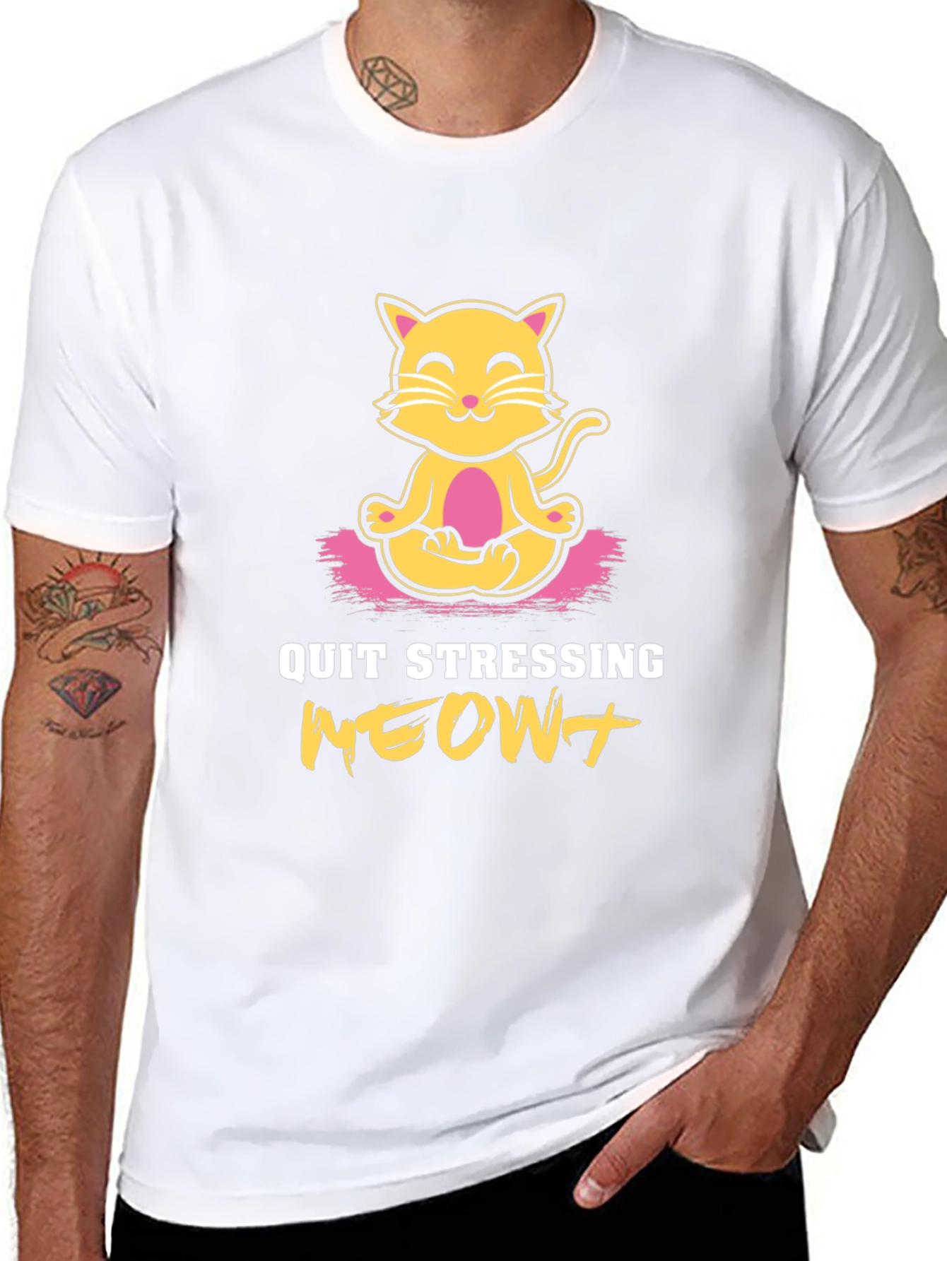 Zen Cat T-Shirt - Quit Stressing MEOW!
