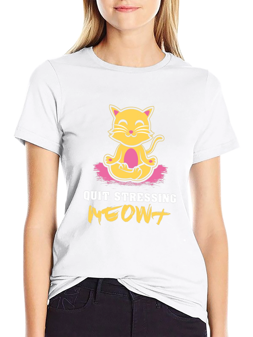 Zen Cat T-Shirt - Quit Stressing MEOW!