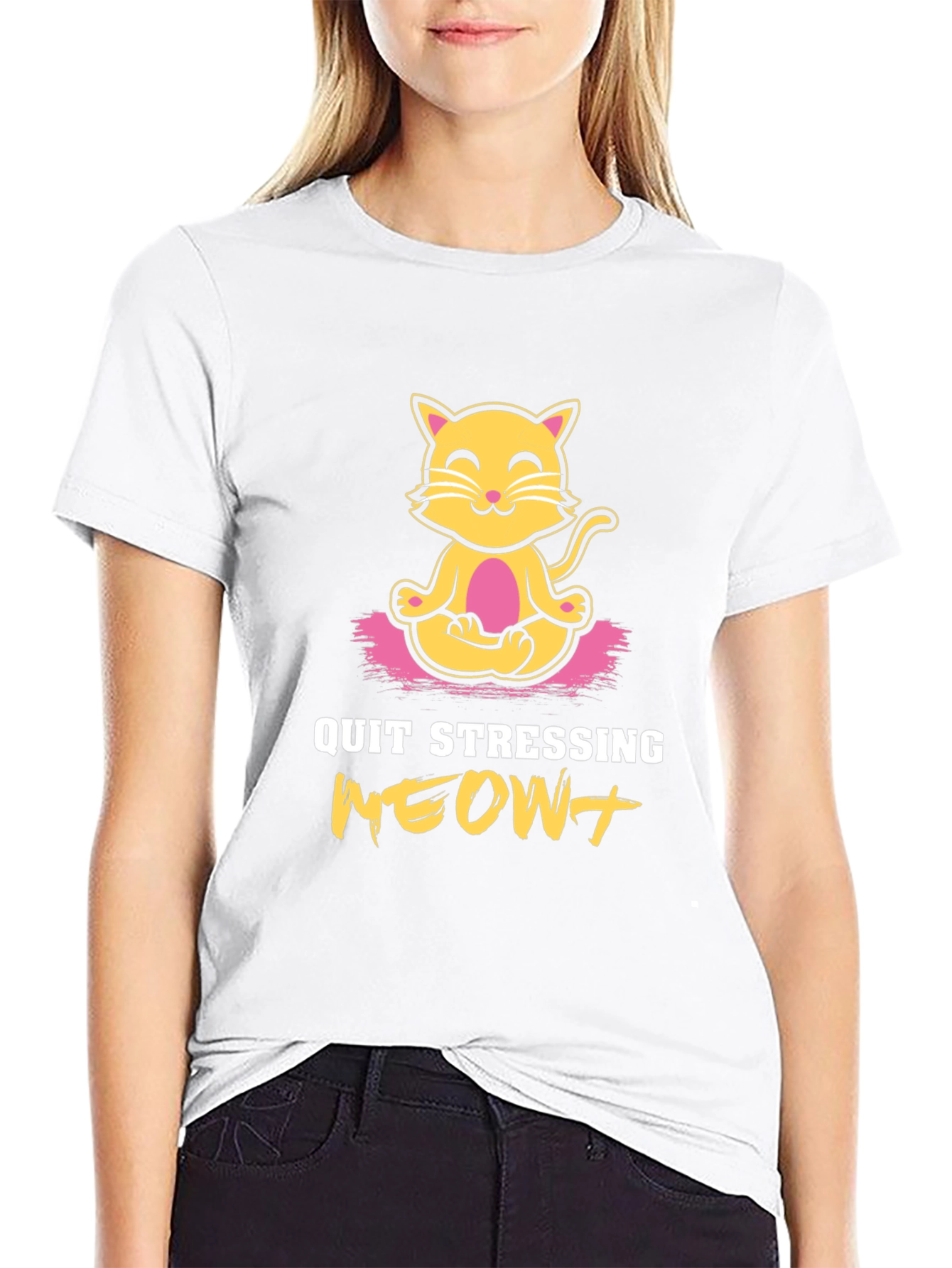 Zen Cat T-Shirt - Quit Stressing MEOW!