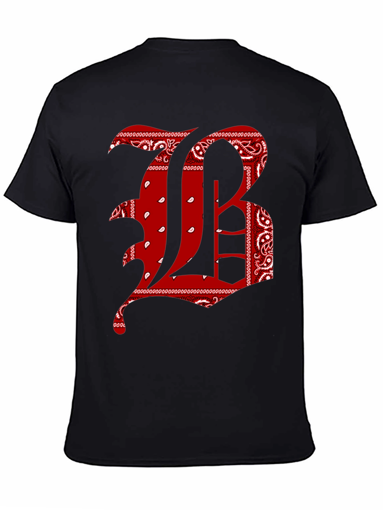 Bandana Letter Graphic Tee - Black