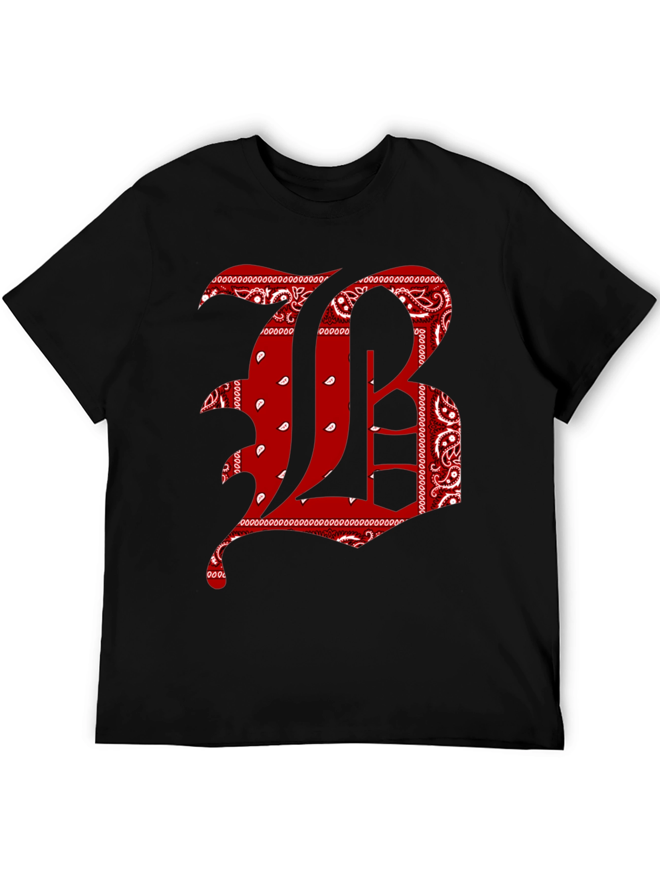 Bandana Letter Graphic Tee - Black