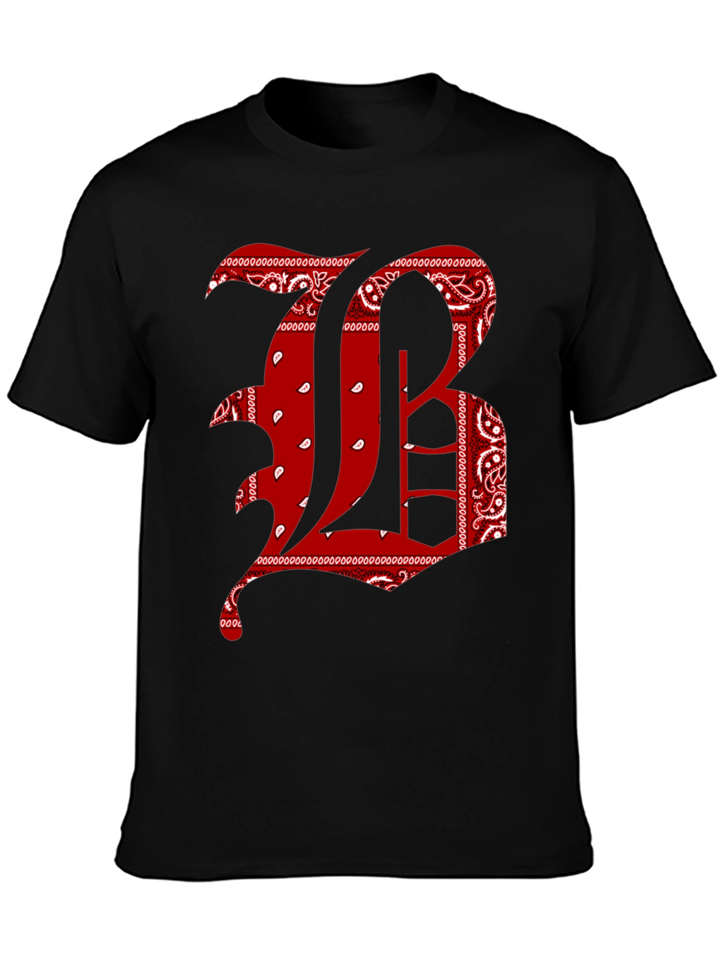 Bandana Letter Graphic Tee - Black