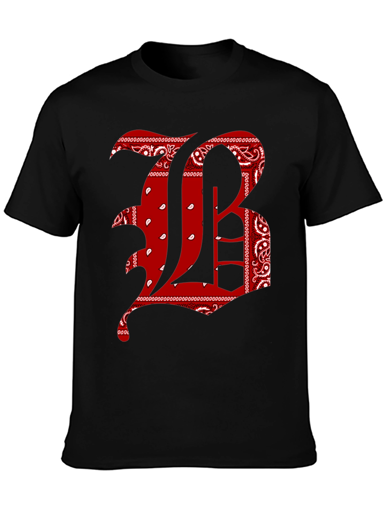 Bandana Letter Graphic Tee - Black