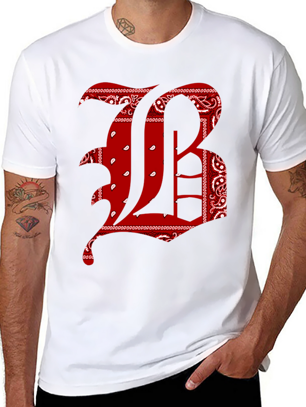 Bandana Letter Graphic Tee - Black