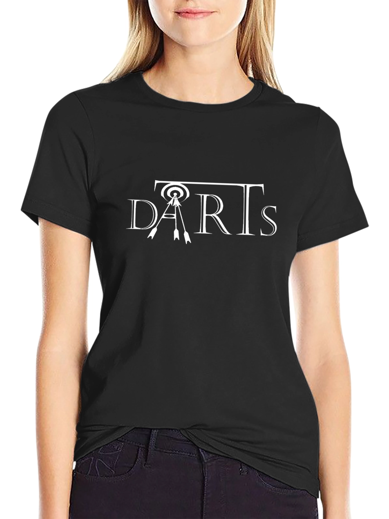 Darts Graphic Tee - Black Cotton Casual Shirt