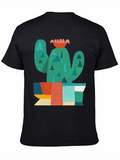 Geometric Cactus Graphic Tee - Black