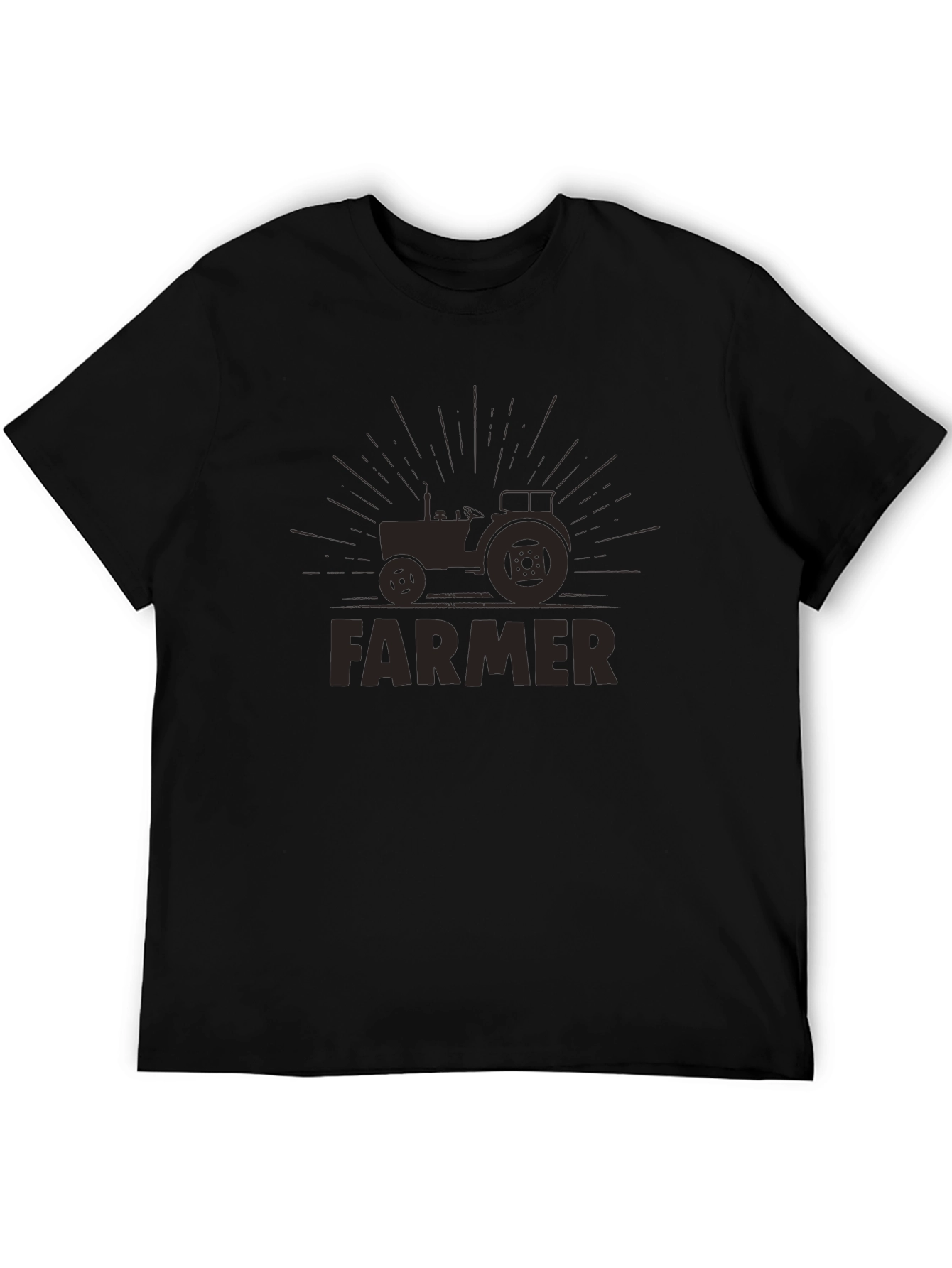 Farmer Tractor Graphic Tee - Black Crewneck T-Shirt