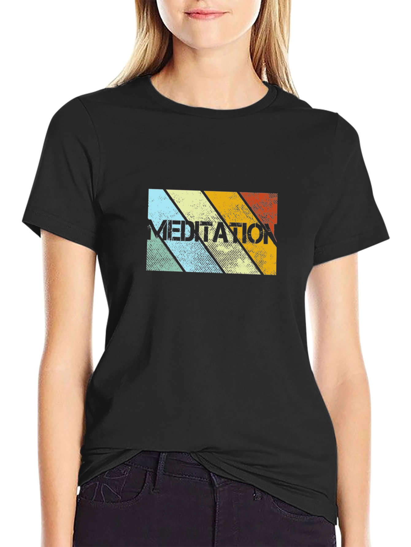 Retro Meditation Graphic T-Shirt - Comfort Fit