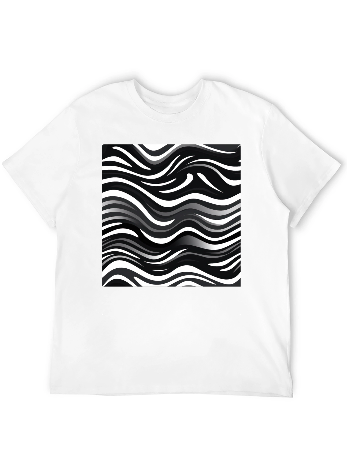 Wavy Stripe Print Black T-Shirt