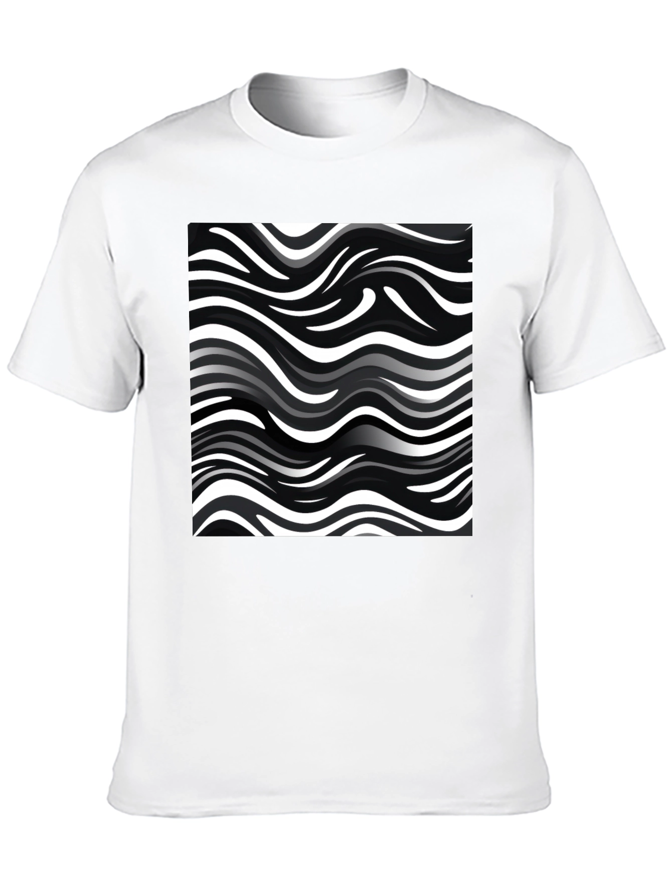 Wavy Stripe Print Black T-Shirt