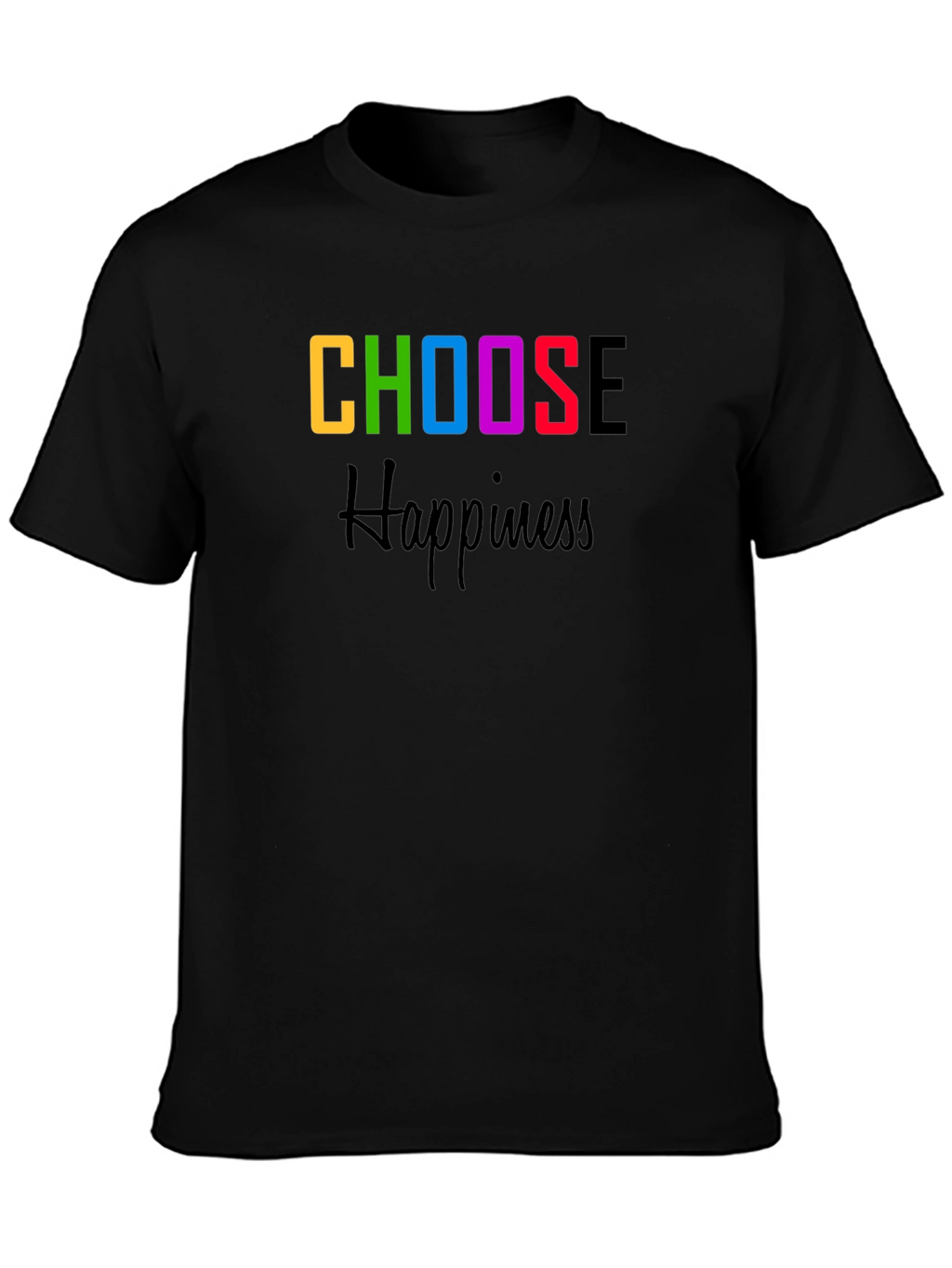 Choose Happiness Graphic Tee - Black Cotton Blend