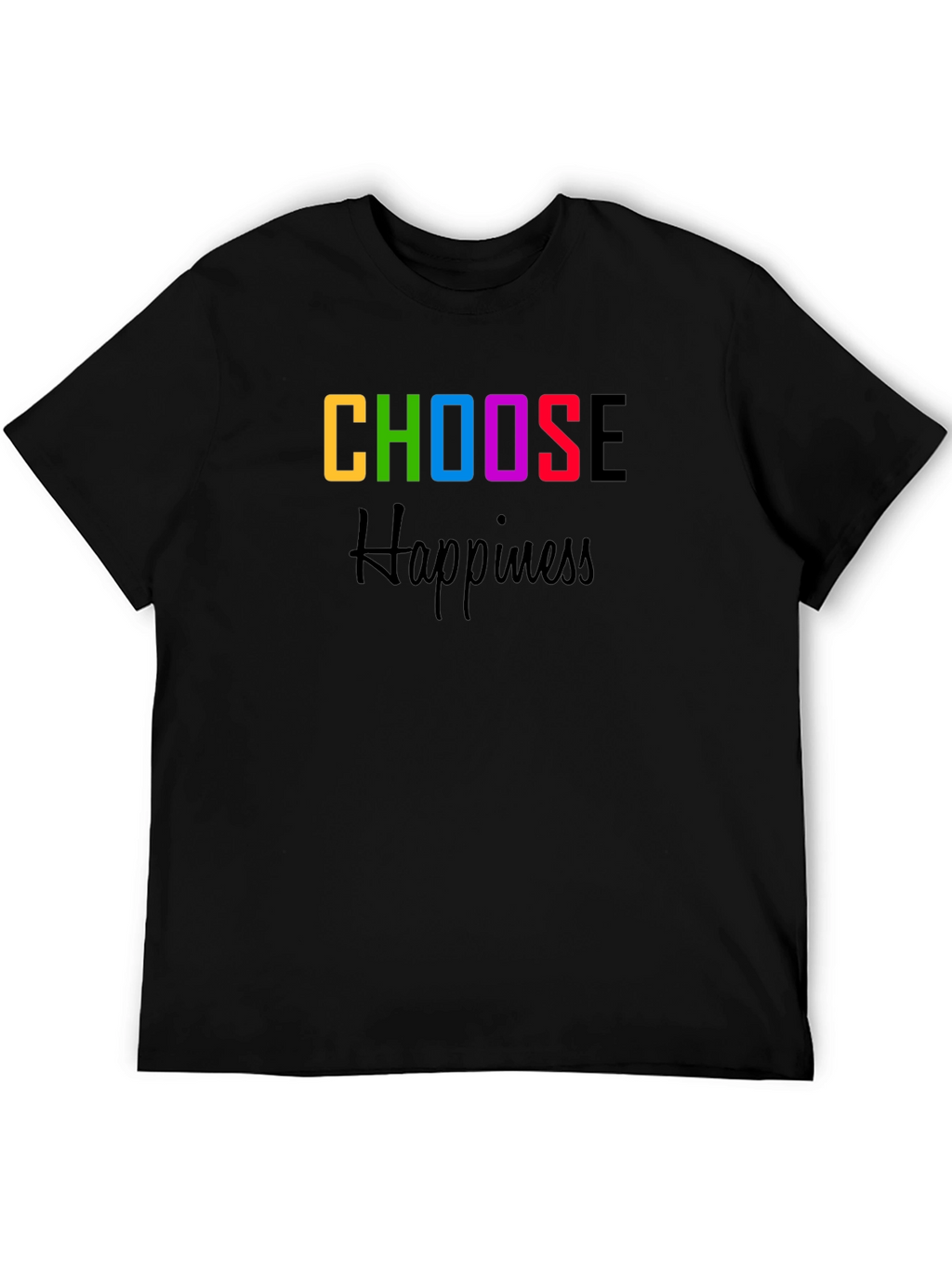 Choose Happiness Graphic Tee - Black Cotton Blend
