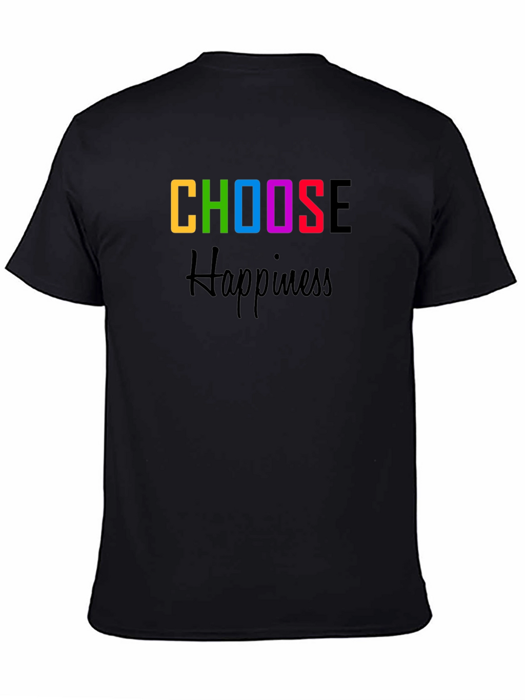 Choose Happiness Graphic Tee - Black Cotton Blend