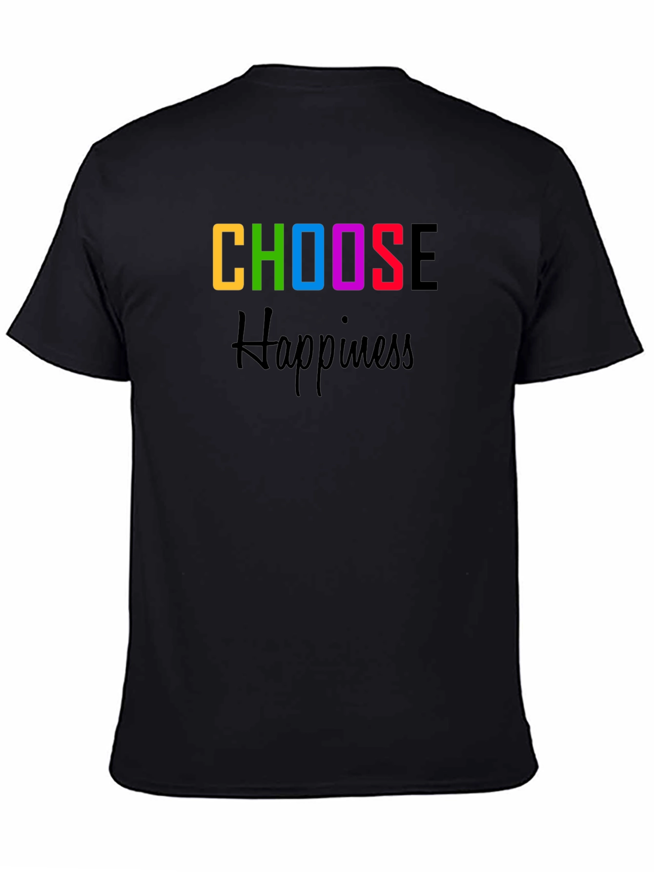 Choose Happiness Graphic Tee - Black Cotton Blend