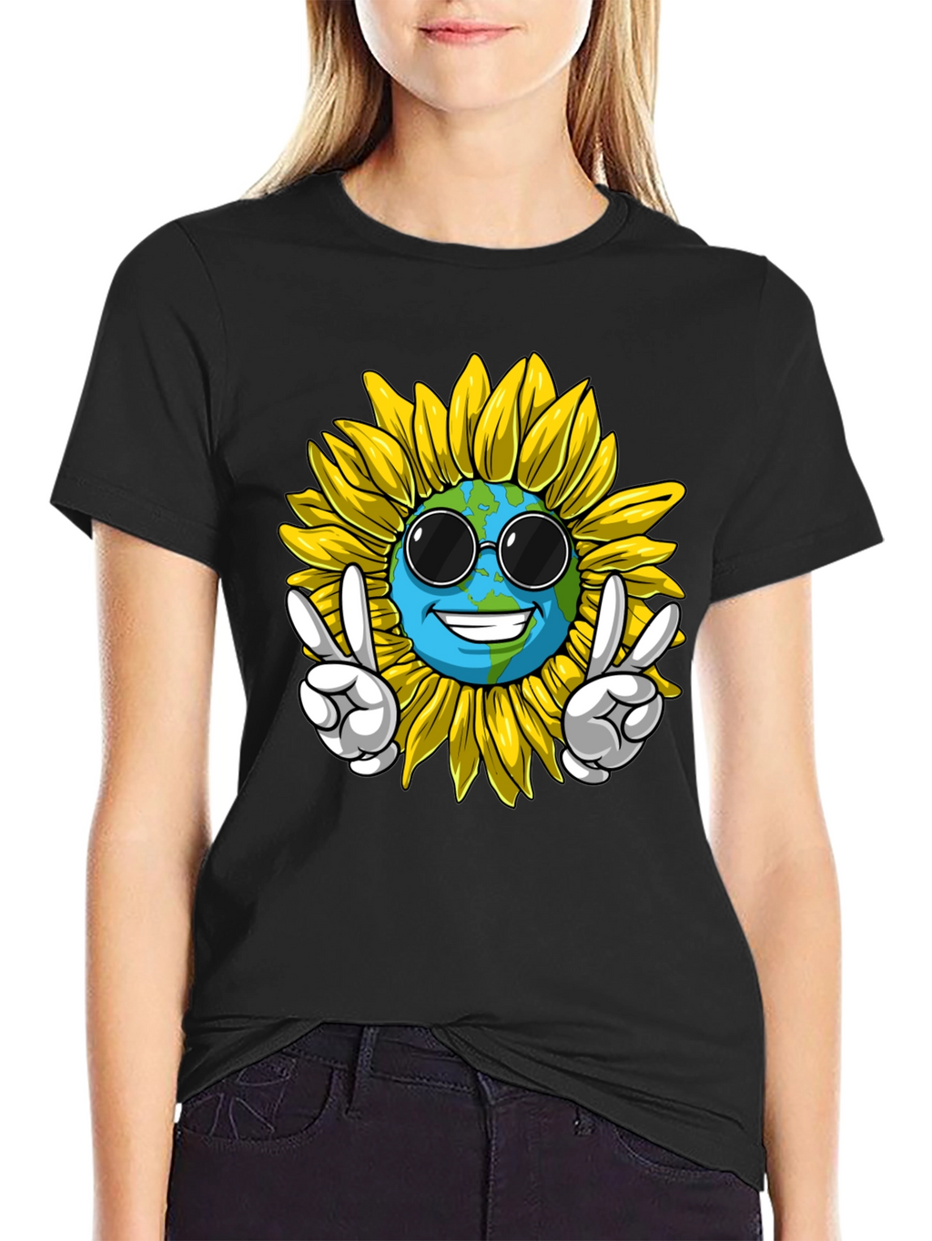Earth Sunflower Graphic Tee - Peace & Style