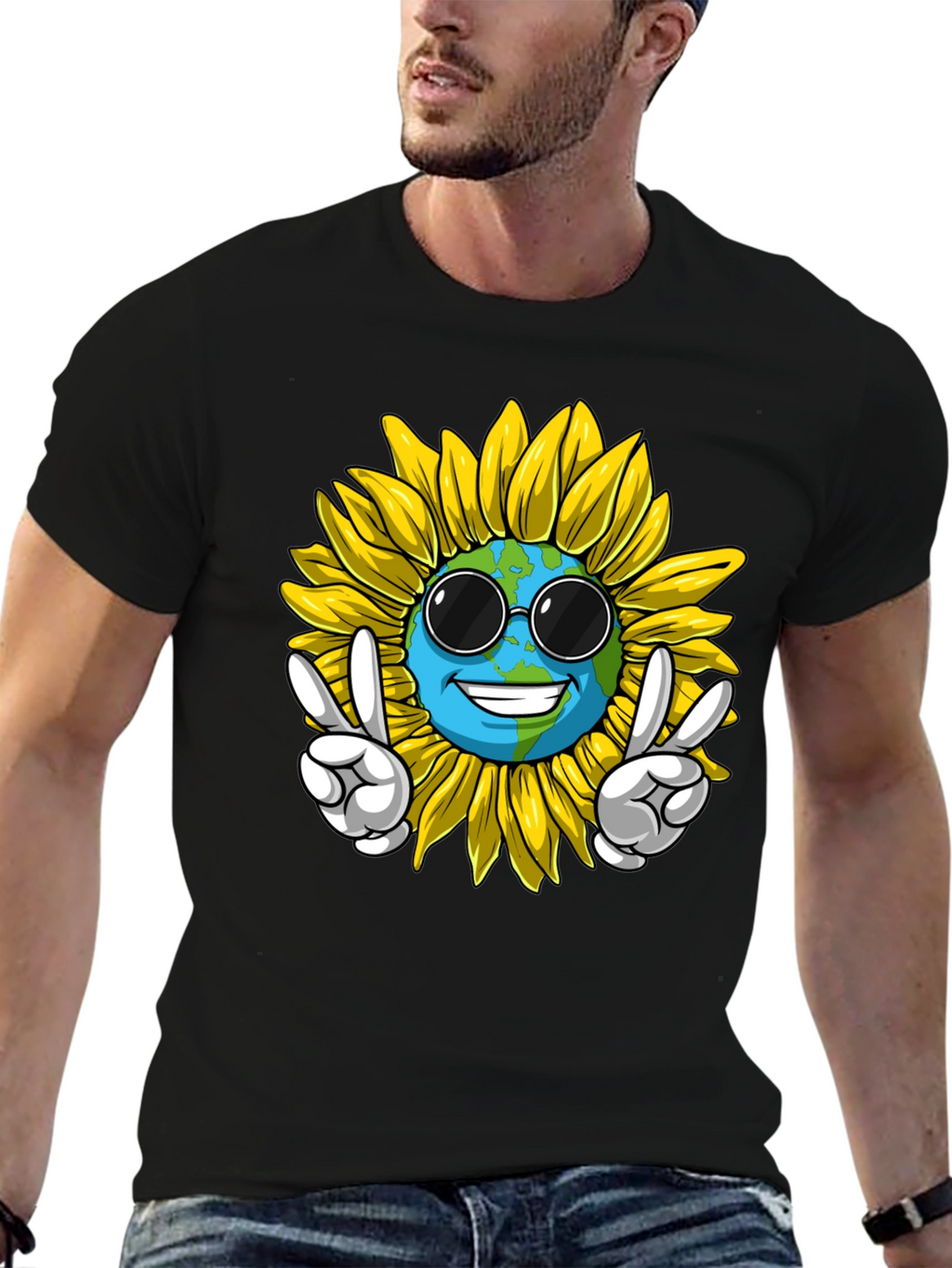 Earth Sunflower Graphic Tee - Peace & Style
