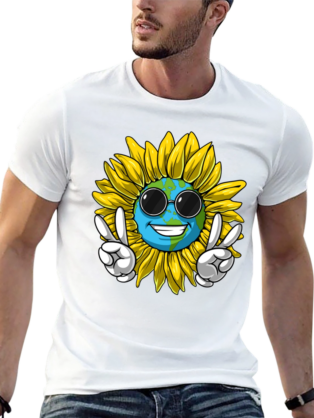Earth Sunflower Graphic Tee - Peace & Style