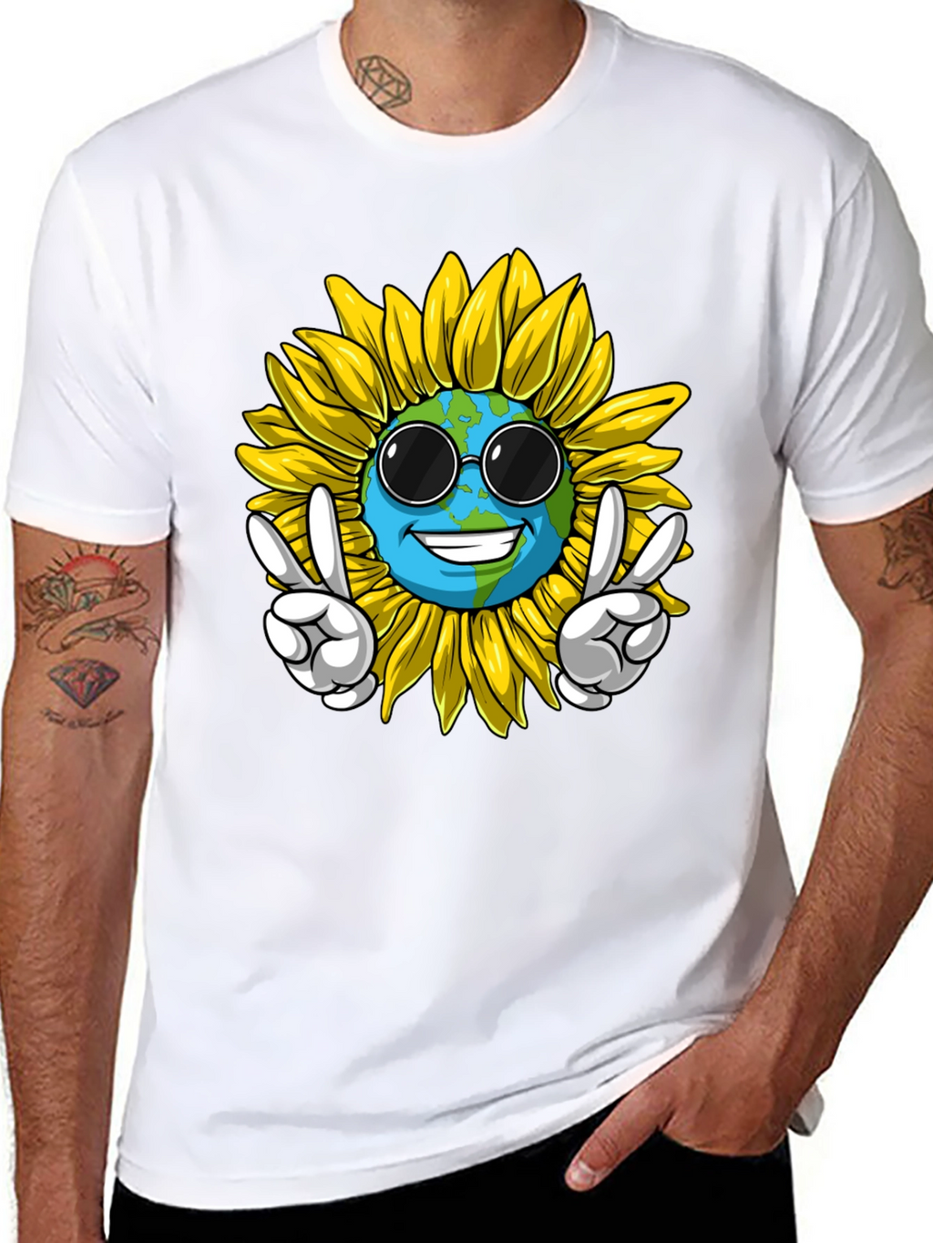Earth Sunflower Graphic Tee - Peace & Style