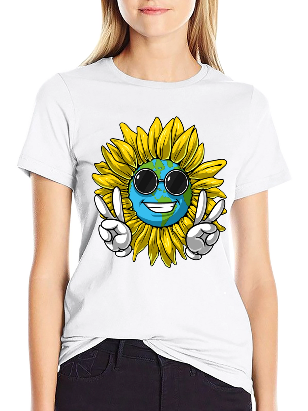 Earth Sunflower Graphic Tee - Peace & Style