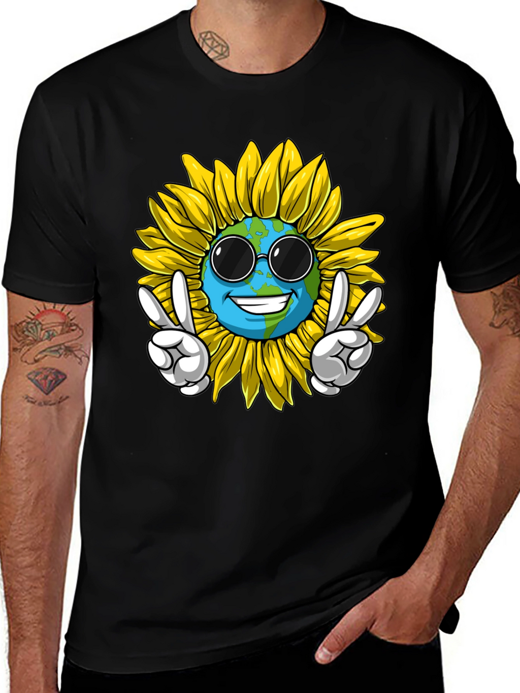 Earth Sunflower Graphic Tee - Peace & Style