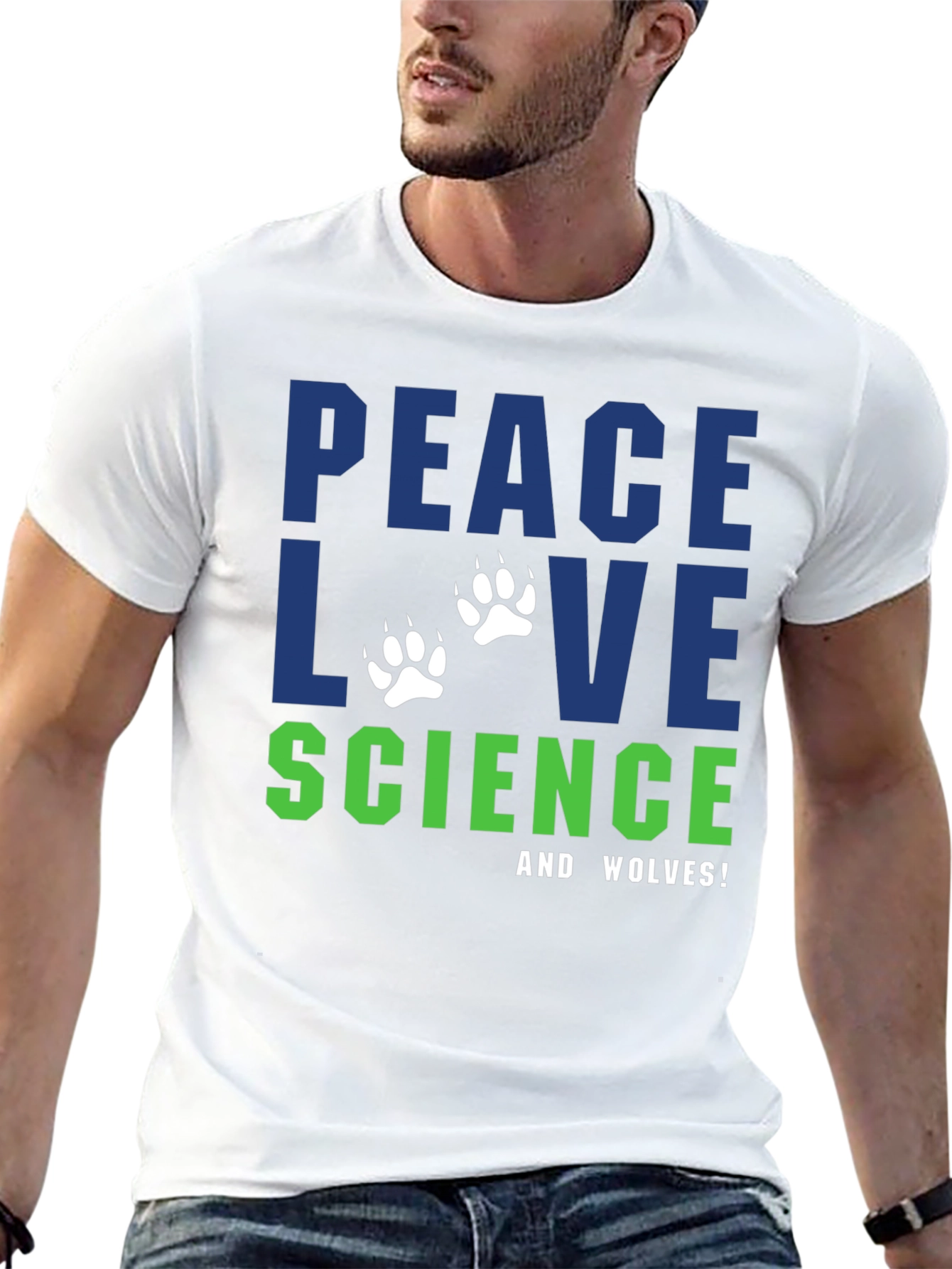 Peace Love Science and Wolves Graphic Tee