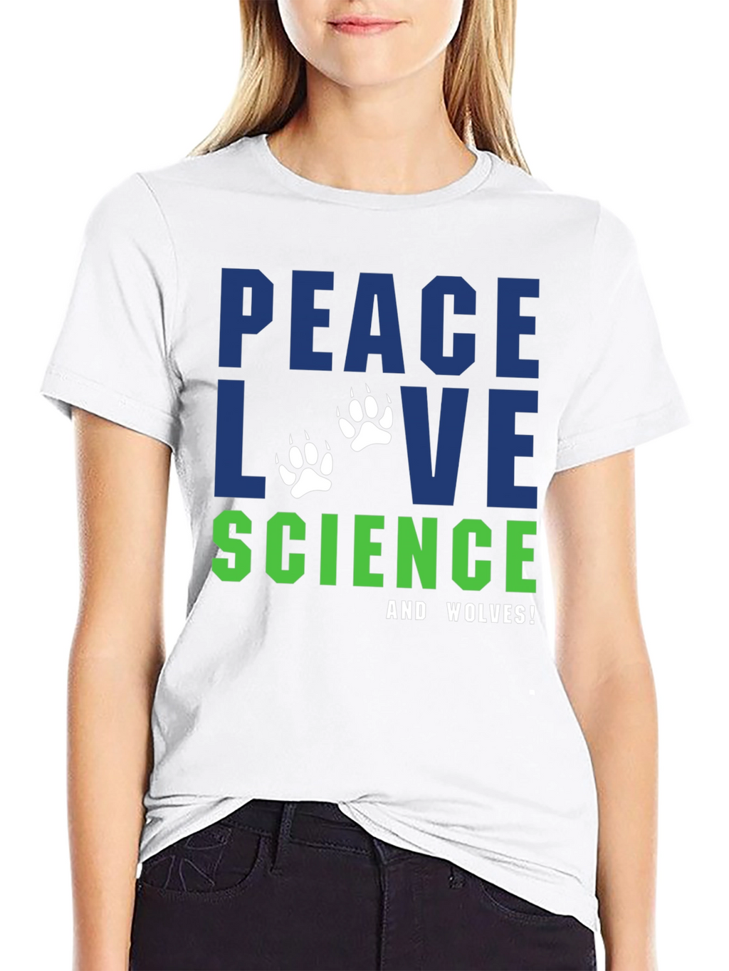 Peace Love Science and Wolves Graphic Tee